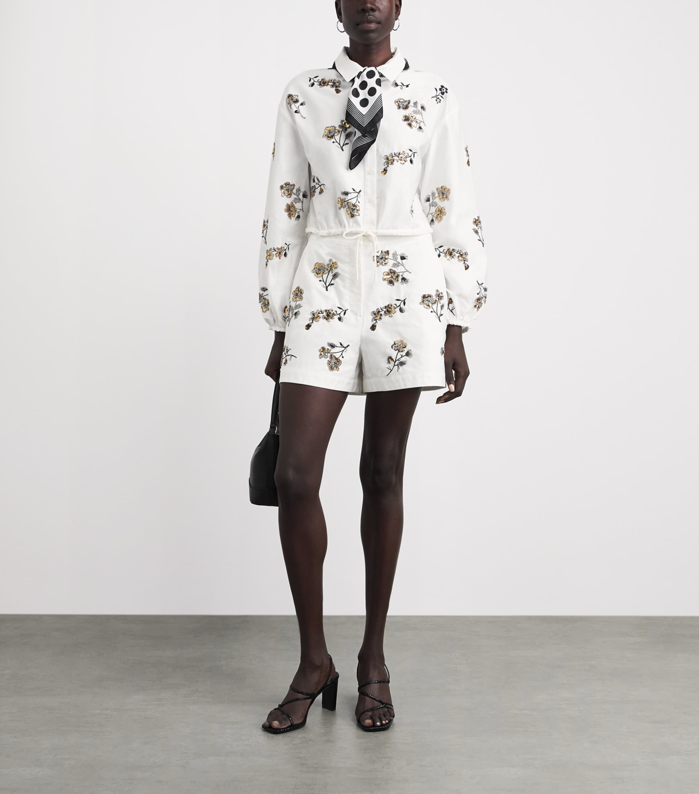 Claudie Pierlot Womens Floral Embellished Shirt Ecru Image 2