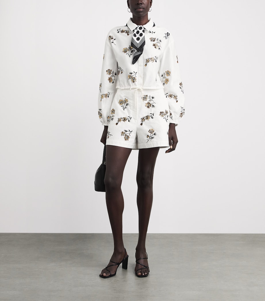 Claudie Pierlot Womens Floral Embellished Shirt Ecru Image 2