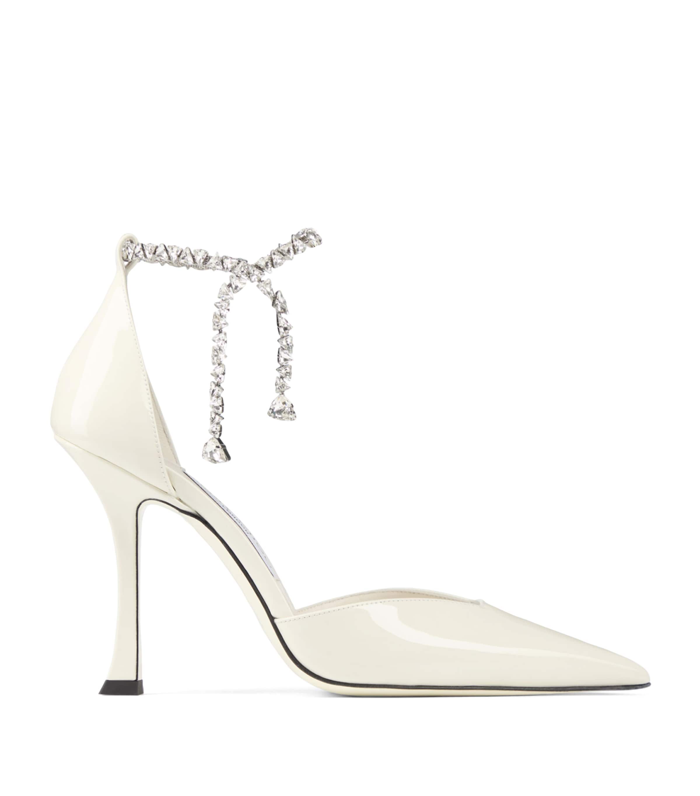 Jimmy Choo Stevie 100 Patent Leather Pumps In White