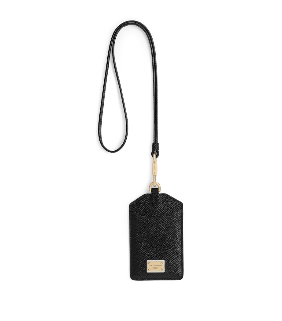 Dolce&Gabbana Leather Tag Keyring Black Image 1