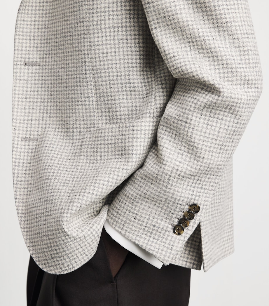 Lardini Mens Wool-Cashmere Check Blazer Pdp Grey/white Image 3