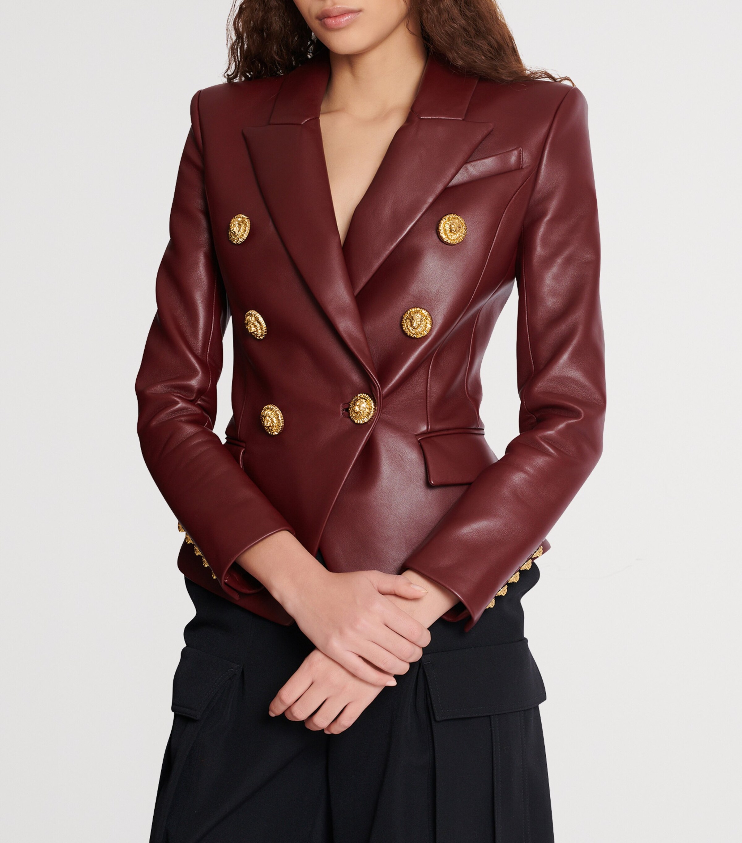 Lambskin Double-Breasted Blazer 3AR AUBERGINE Image 5