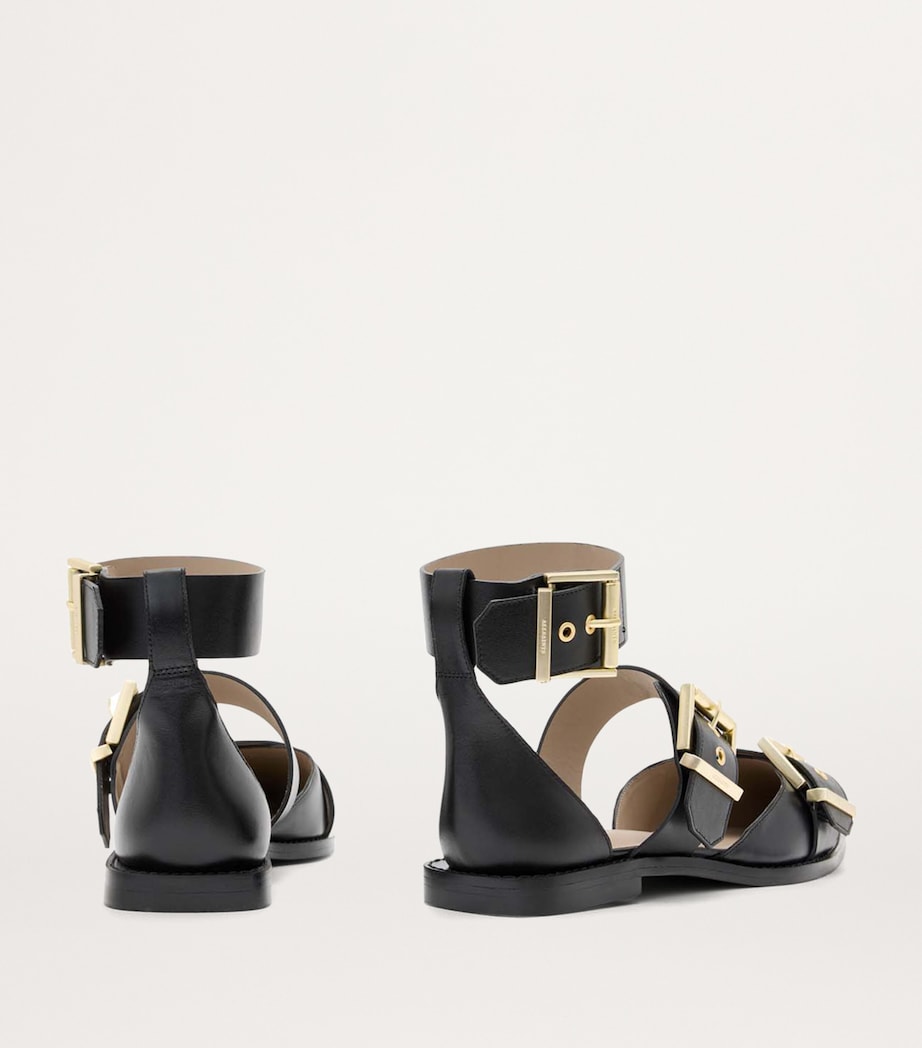 Leather Sutton Buckle Flats BLACK Image 3