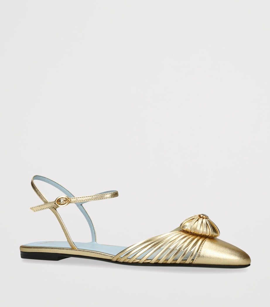 Leather Royal VLogo Metallic Leather Flat Sandals GOLD Image 3