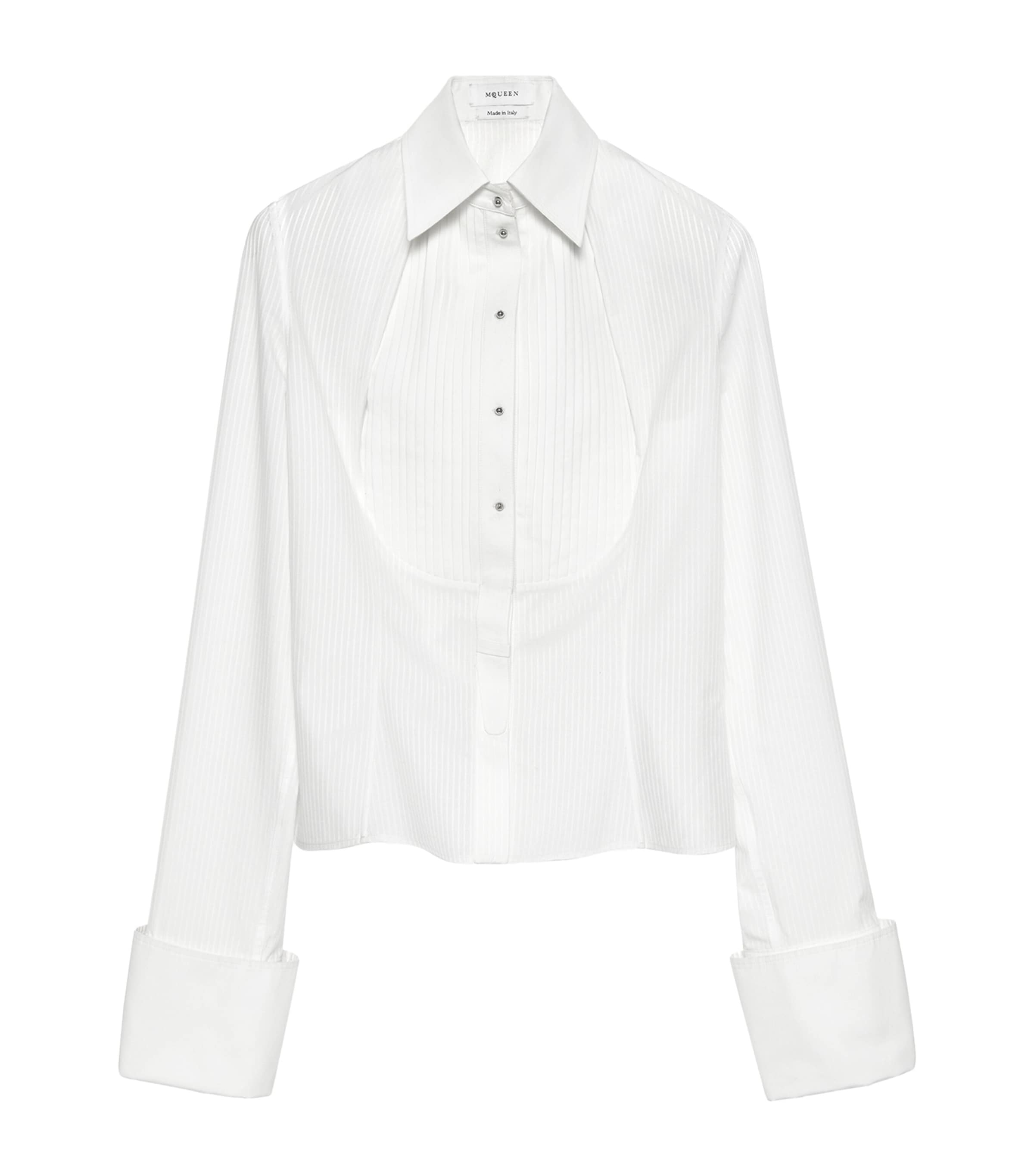 McQueen Womens Cotton Stripe Tuxedo Shirt Image 1