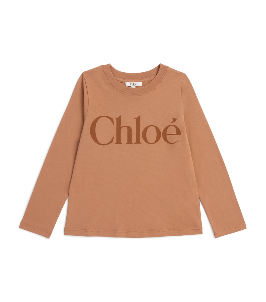 Chloé Kids Cotton Logo Long-Sleeve T-Shirt (4-14 Years) Thrush Image 1