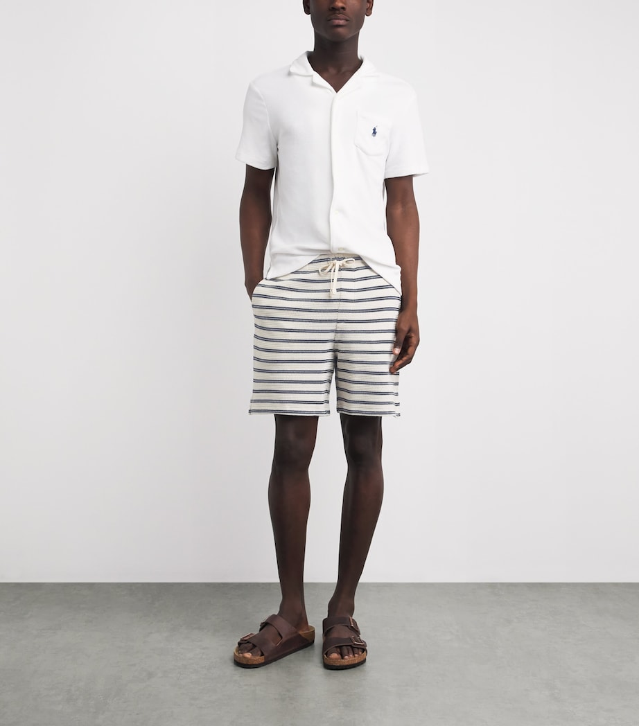 Polo Ralph Lauren Mens Cotton-Blend Stripe Shorts Pale Crm/newport Nvy Image 2
