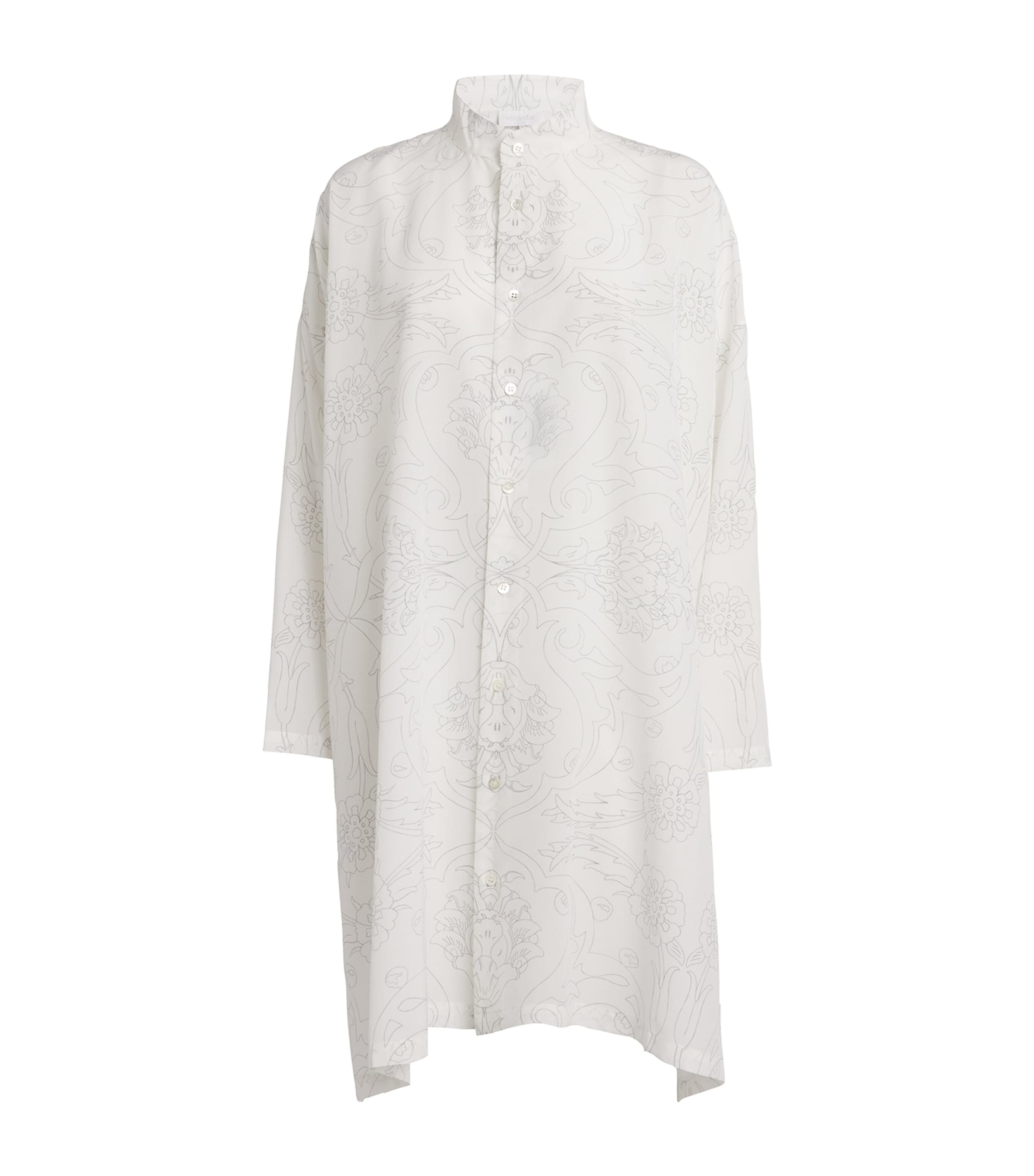 Eskandar Silk Wide A-line Shirt In White