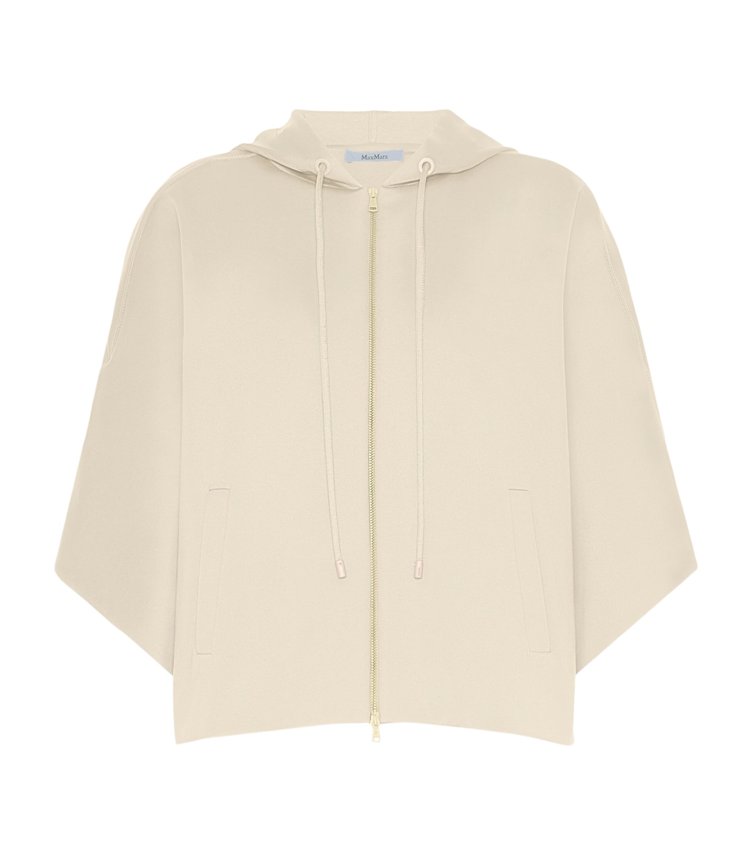 Max Mara Womens Technical Jersey Cropped Hoodie Stone Image 1