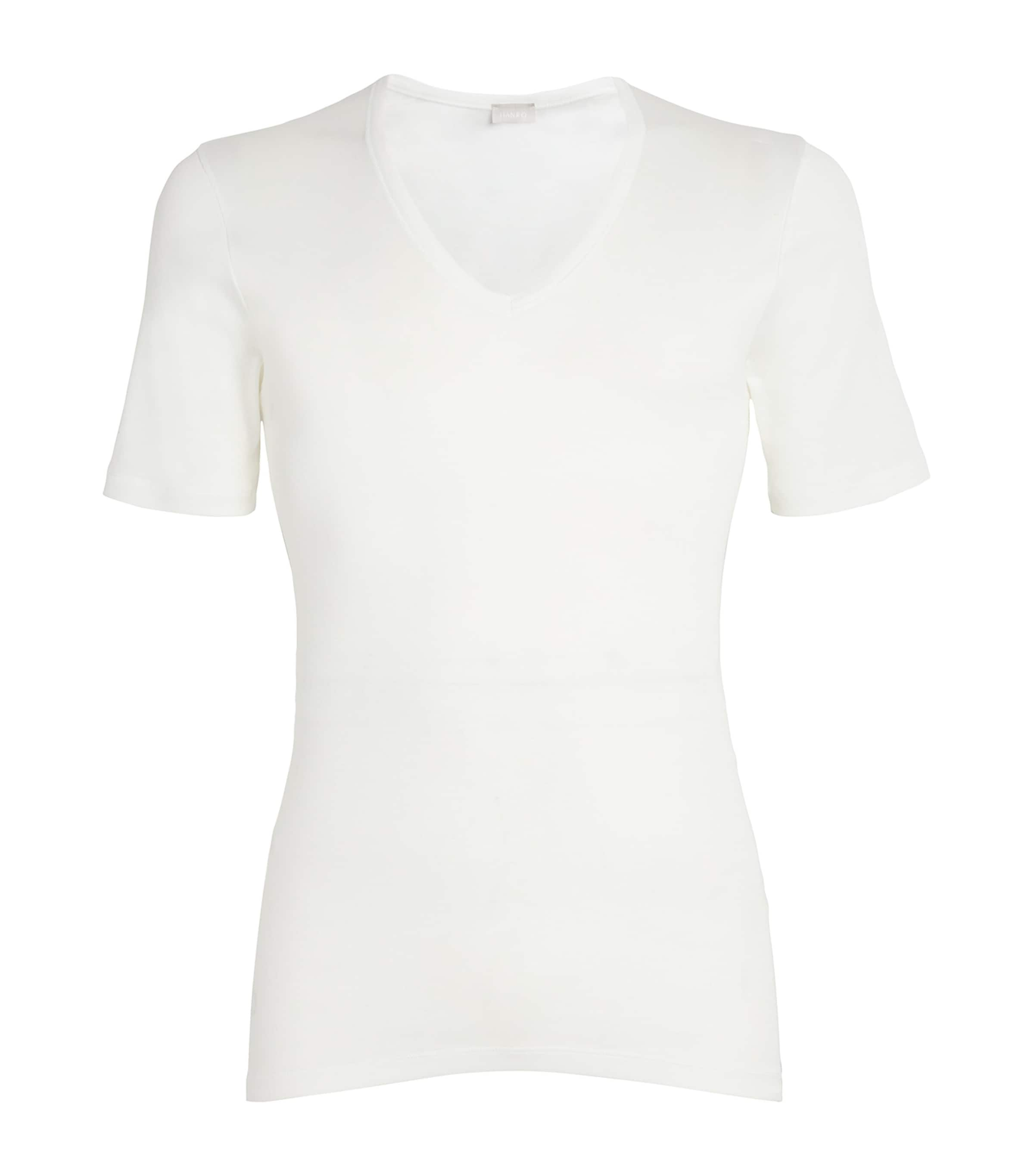 Shop Hanro Cotton Pure V-neck T-shirt In White