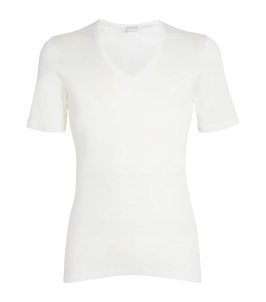 Cotton Pure V-Neck T-Shirt 0101/WHITE Image 1
