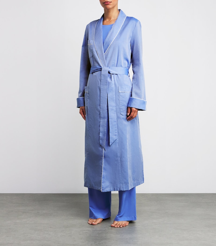 Cotton Contrast-Trim Robe BLUE Image 3