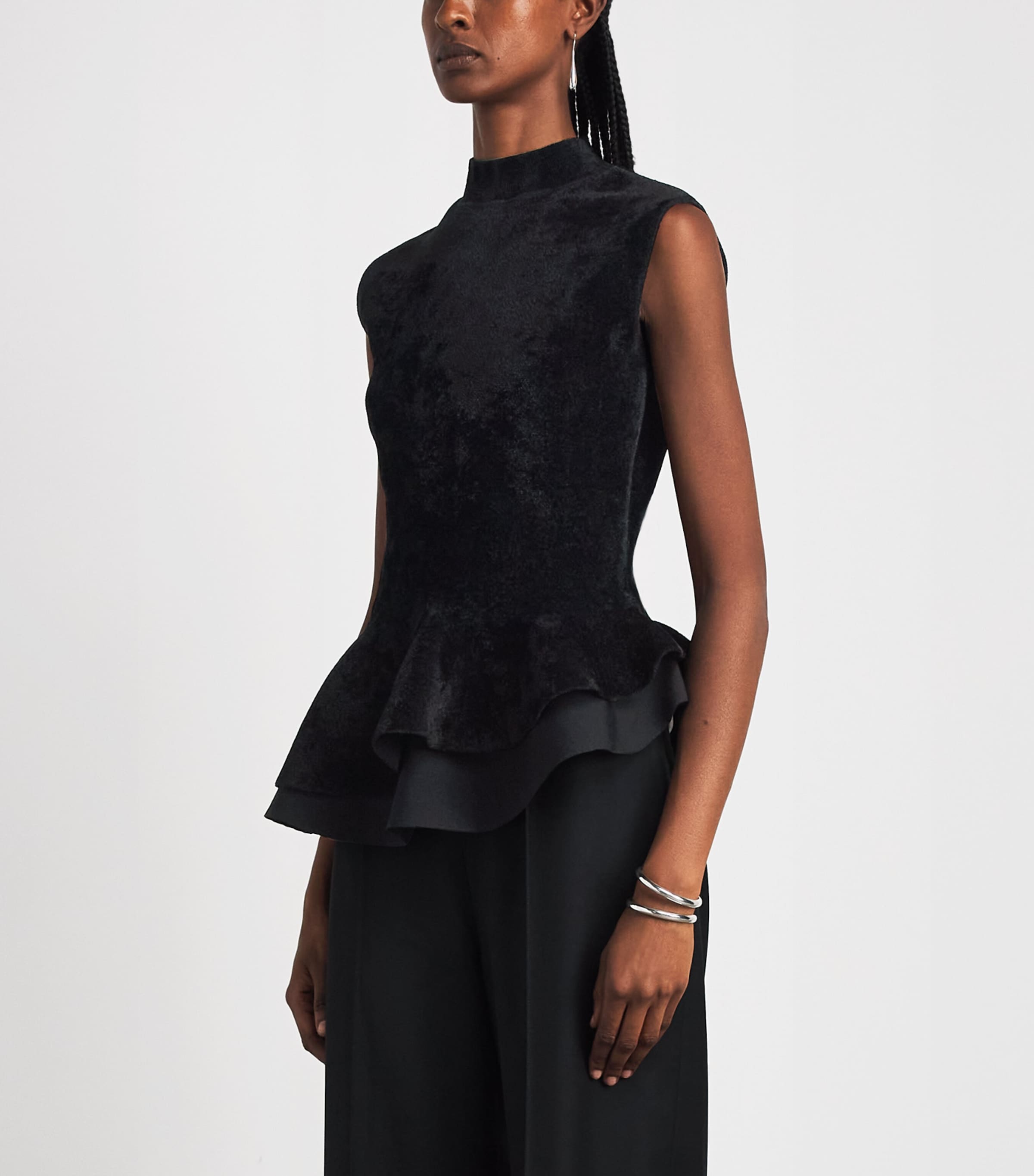 Roland Mouret Womens Asymmetric Peplum Top Black Image 4