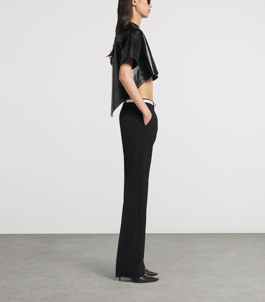 Balenciaga Womens Leather Train-Detail Crop Top Image 4