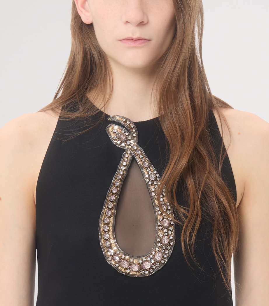 Valentino Womens Embellished Crepe Snake Mini Dress Crc Image 6