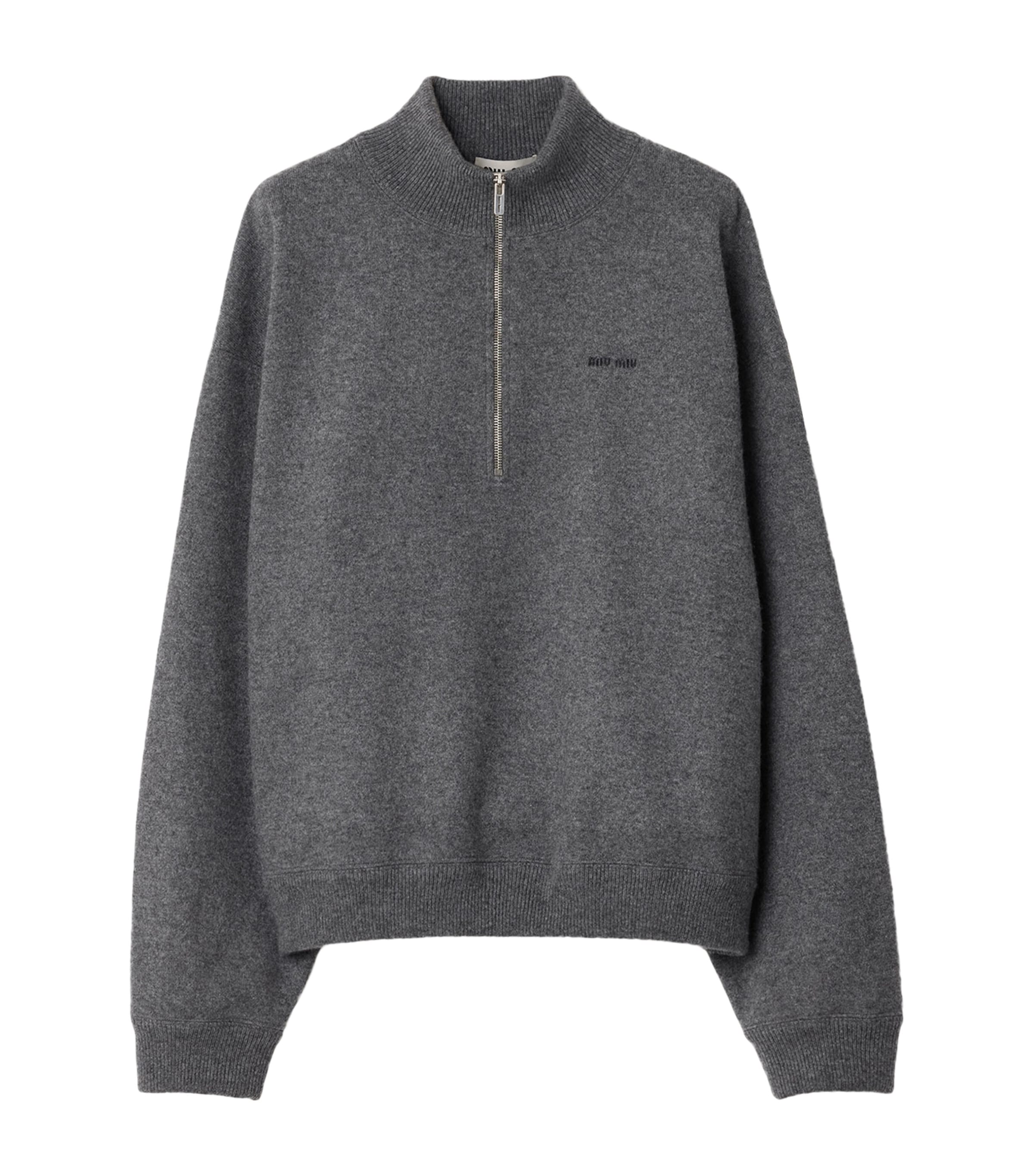 Miu Miu Womens Cashmere Logo Sweater Image 1