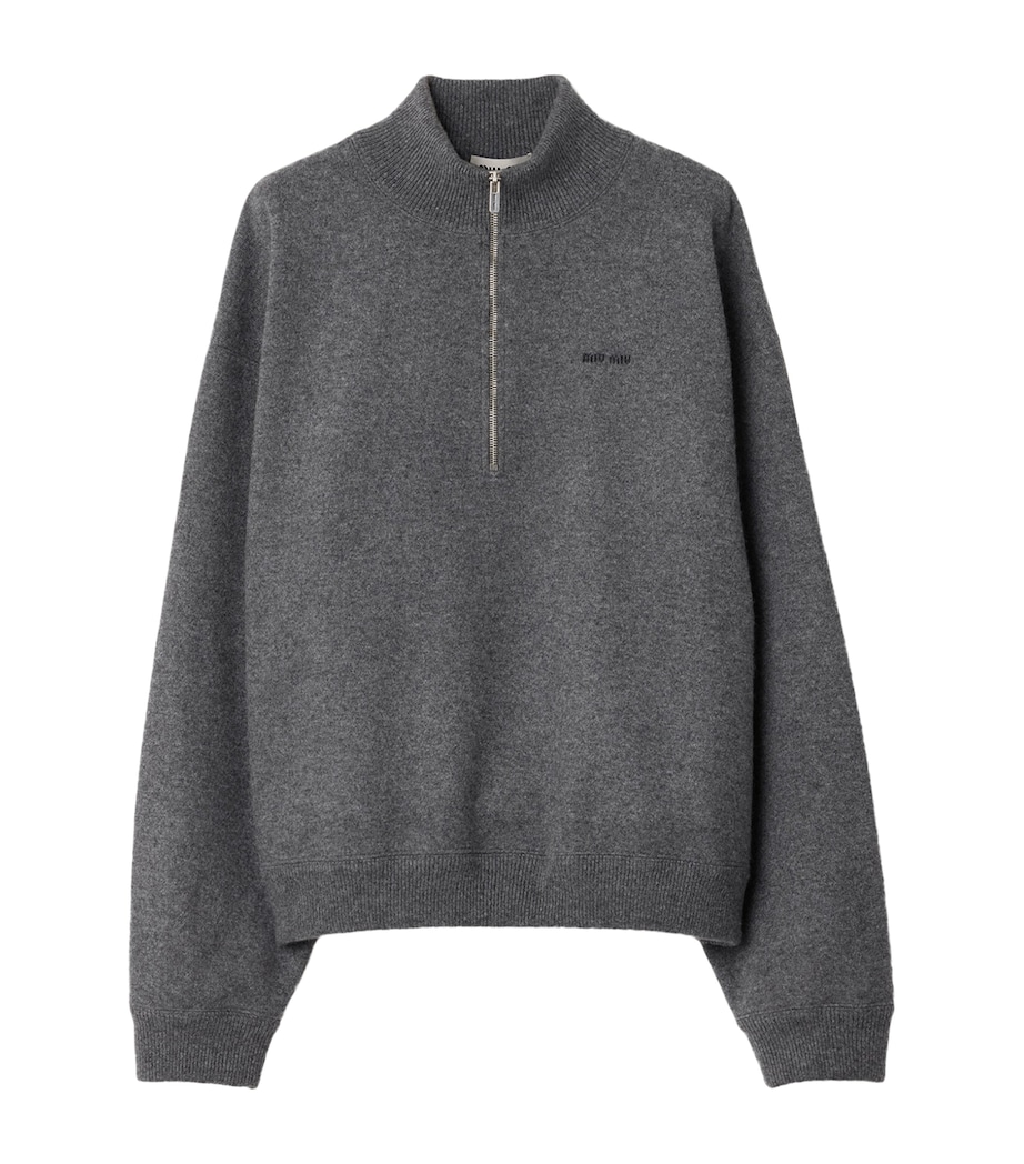 Miu Miu Womens Cashmere Logo Sweater Image 1