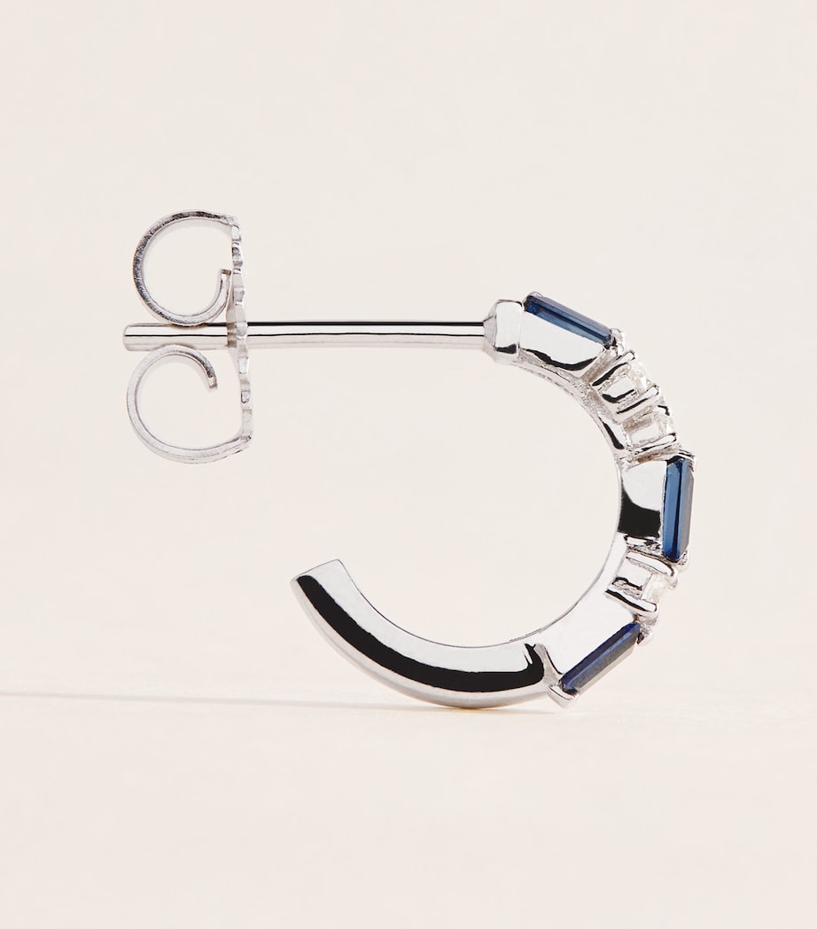 Suzanne Kalan White Gold, Diamond and Blue Sapphire Thin Mix Hoop Earrings Wg/db Image 3