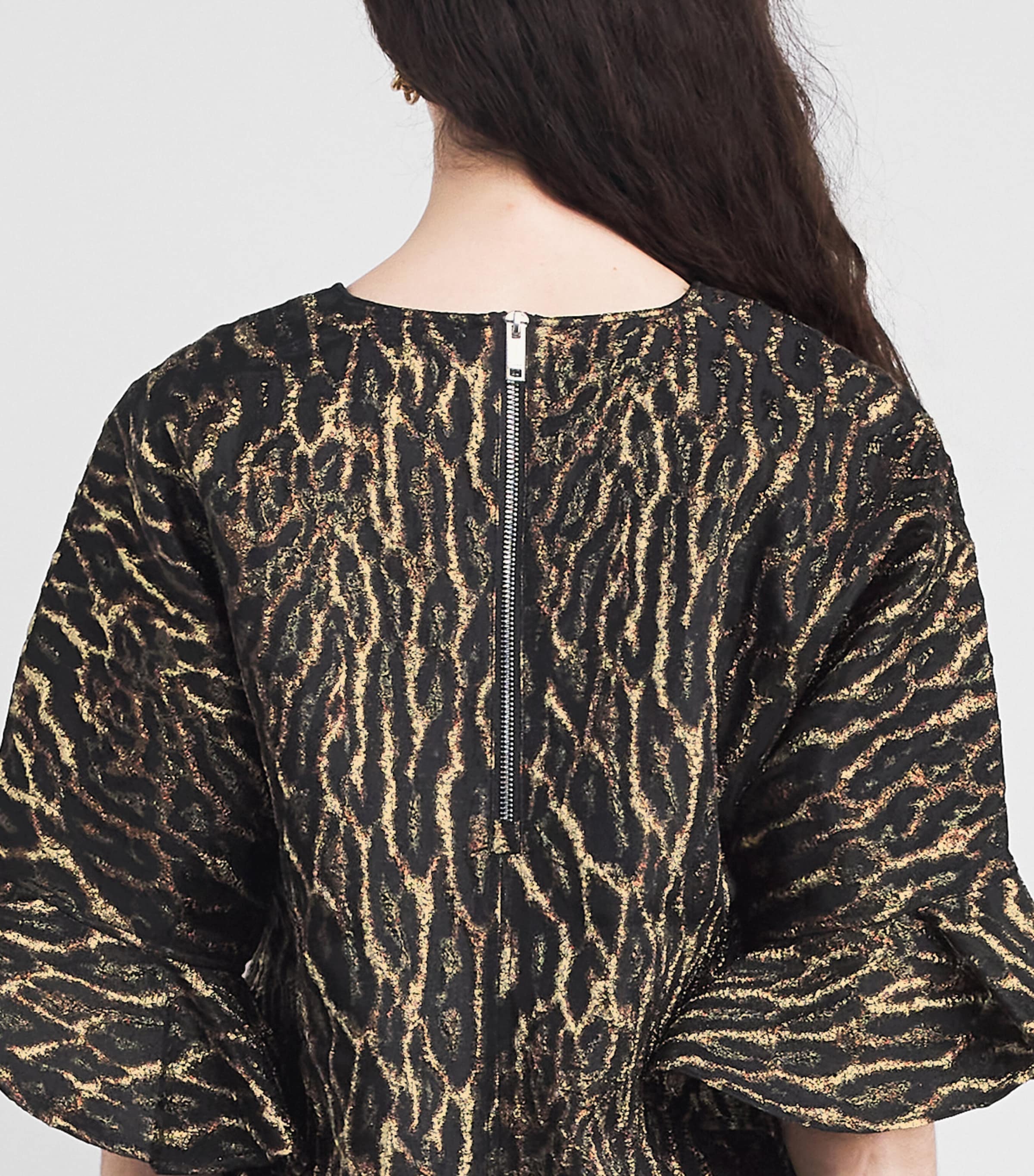 Metallic Leopard Jacquard Mini Dress 01X ANTIQUE BRONZE Image 4