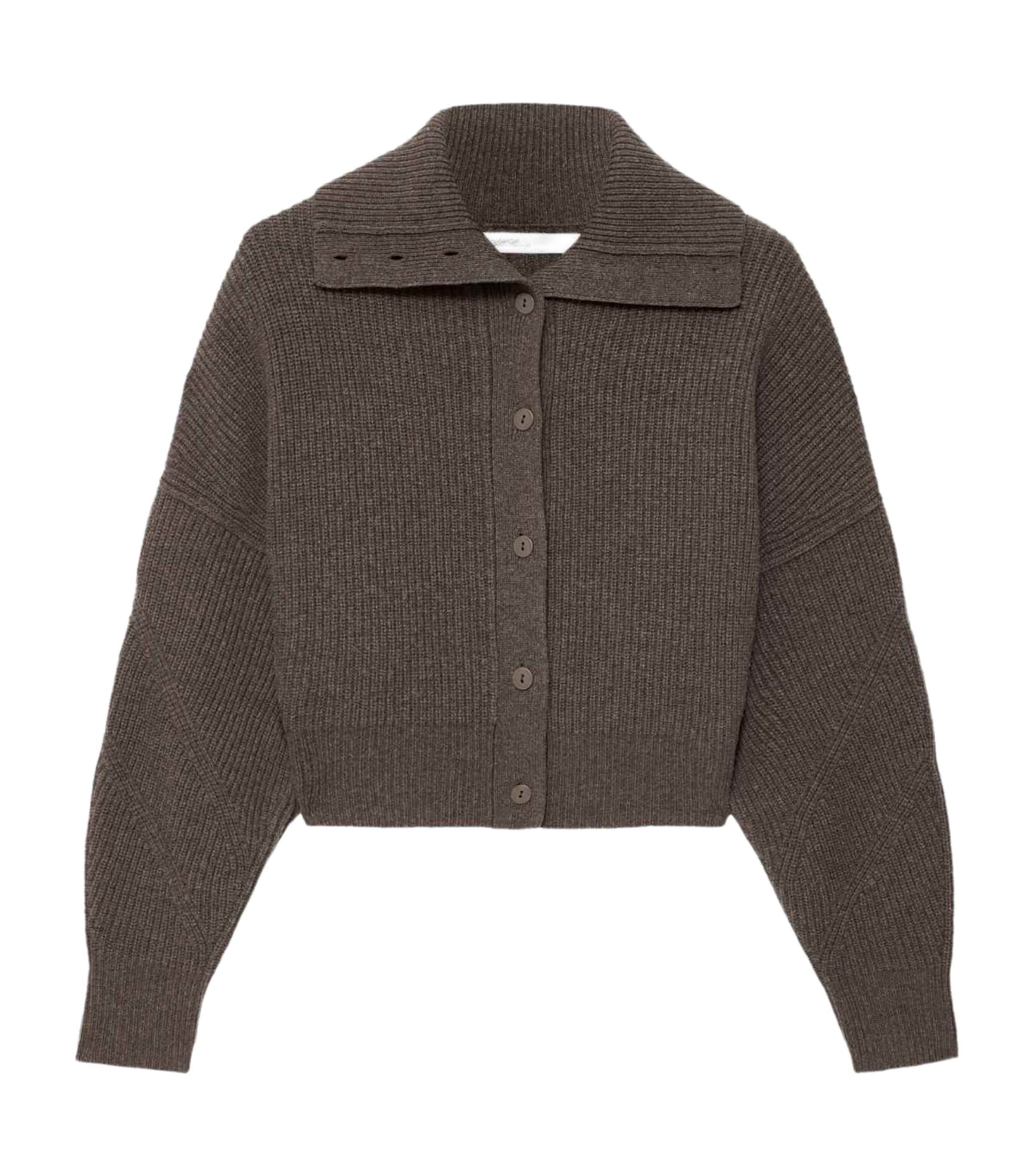 AllSaints Womens Wool Caron Collared Cardigan Mole Brown Image 1