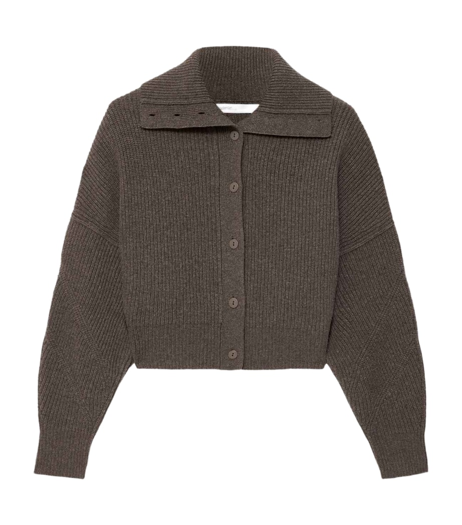 AllSaints Womens Wool Caron Collared Cardigan Mole Brown Image 1