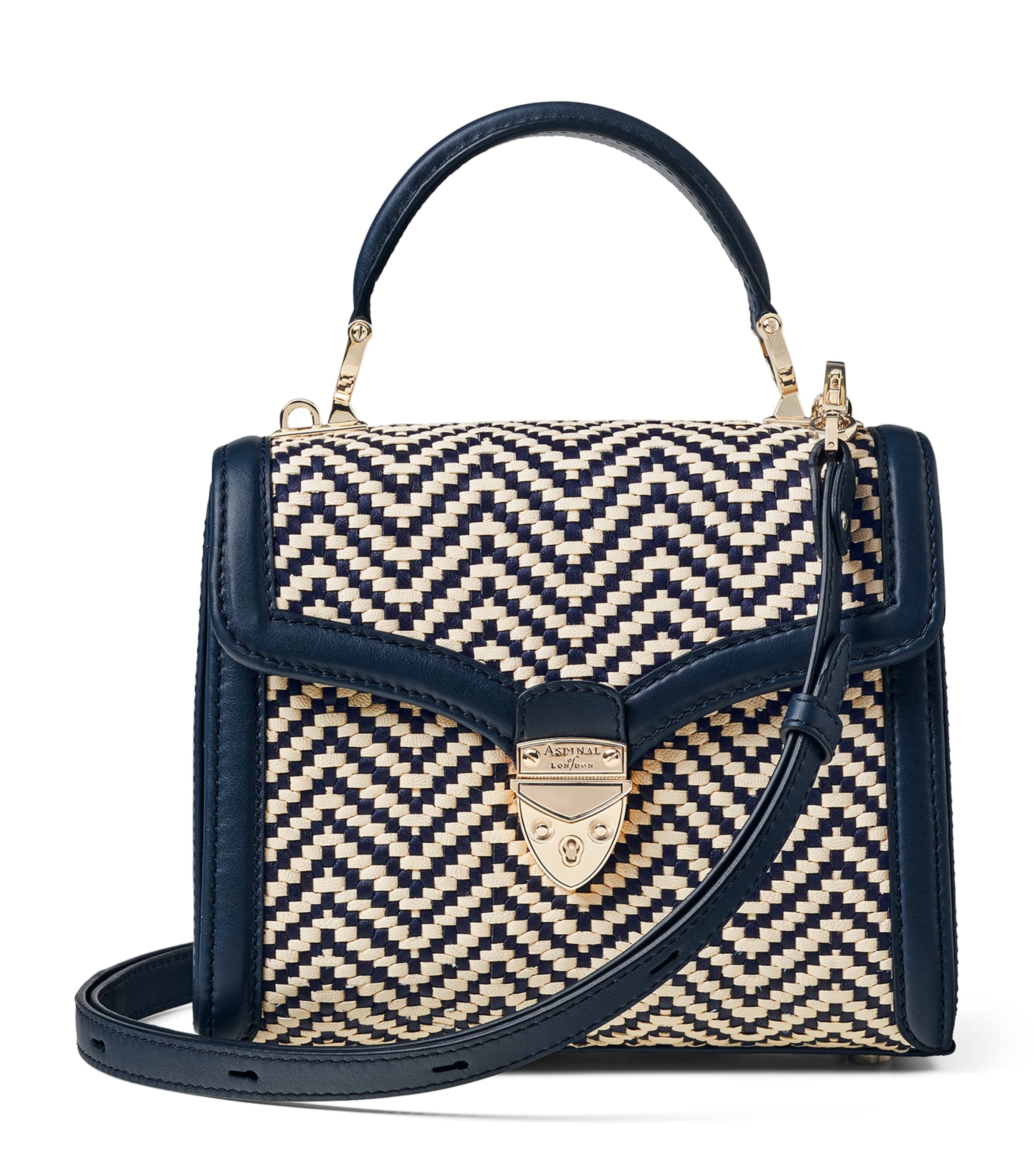 Aspinal Of London Midi Woven Mayfair Top-handle Bag In Blue