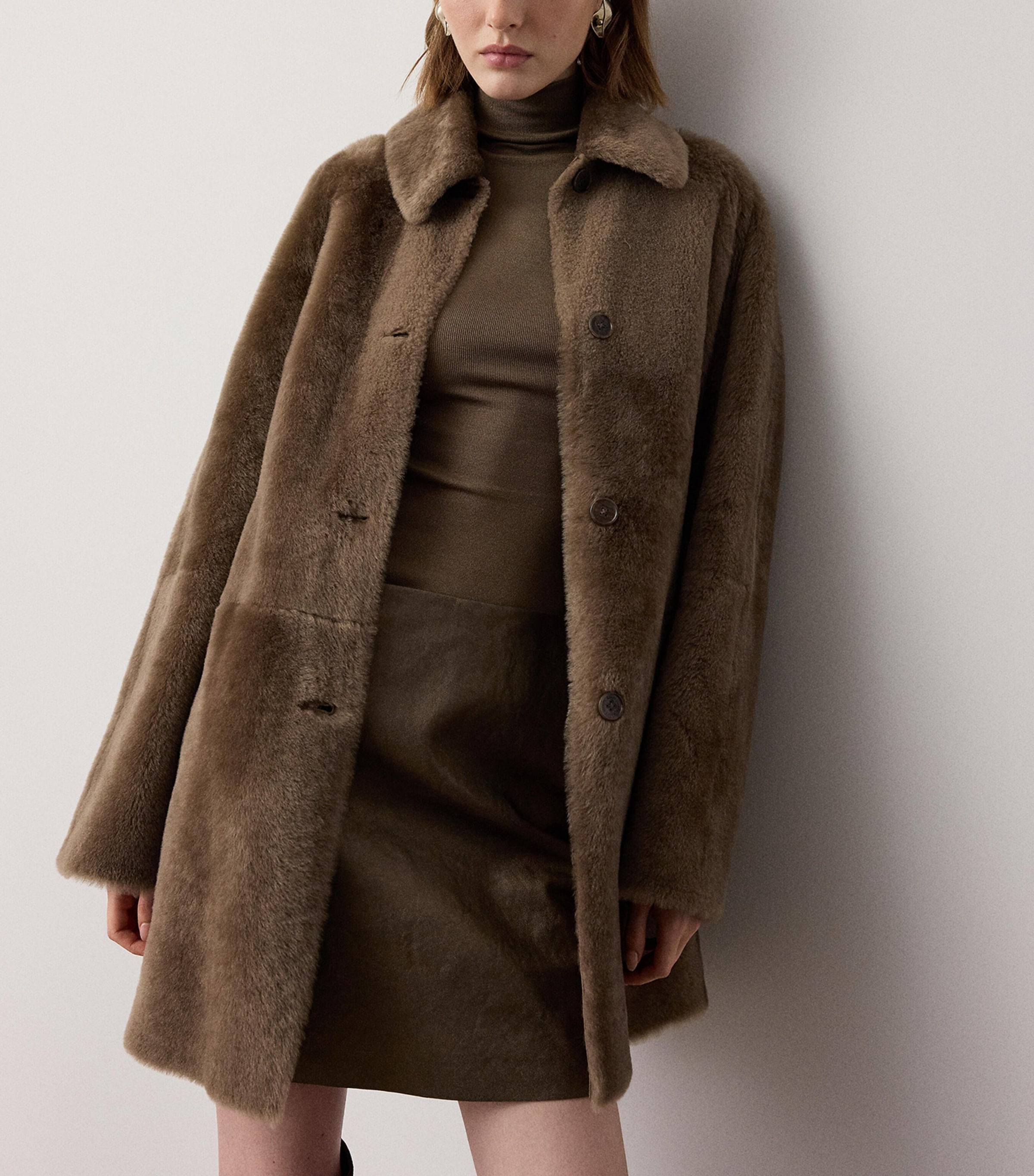 Ralph Lauren Collection Womens Lamb Shearling Janise Coat Portobello Image 3