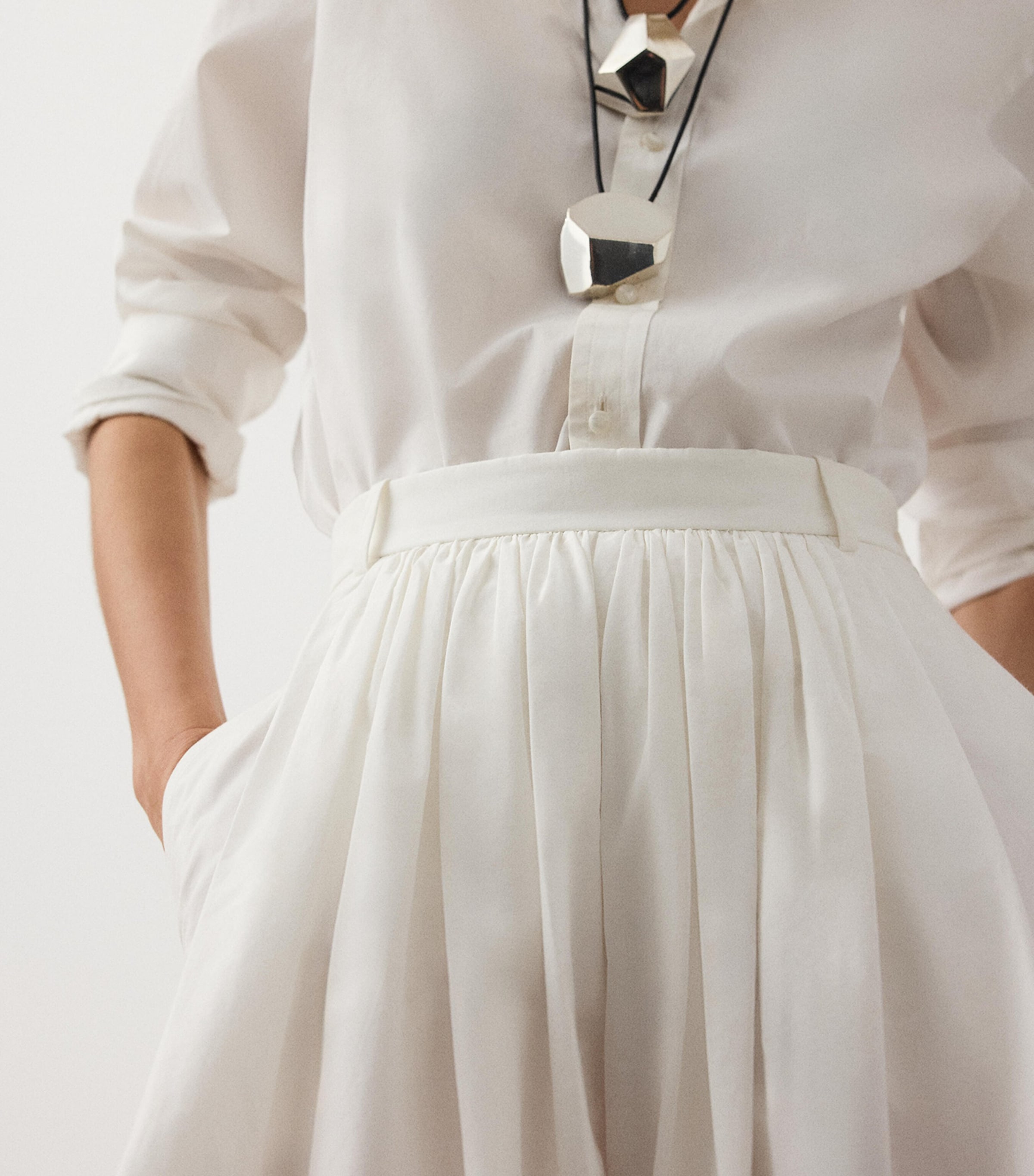 Ralph Lauren Collection Womens Cotton-Blend Poplin Vanessa Wide-Leg Trousers Cream Image 5