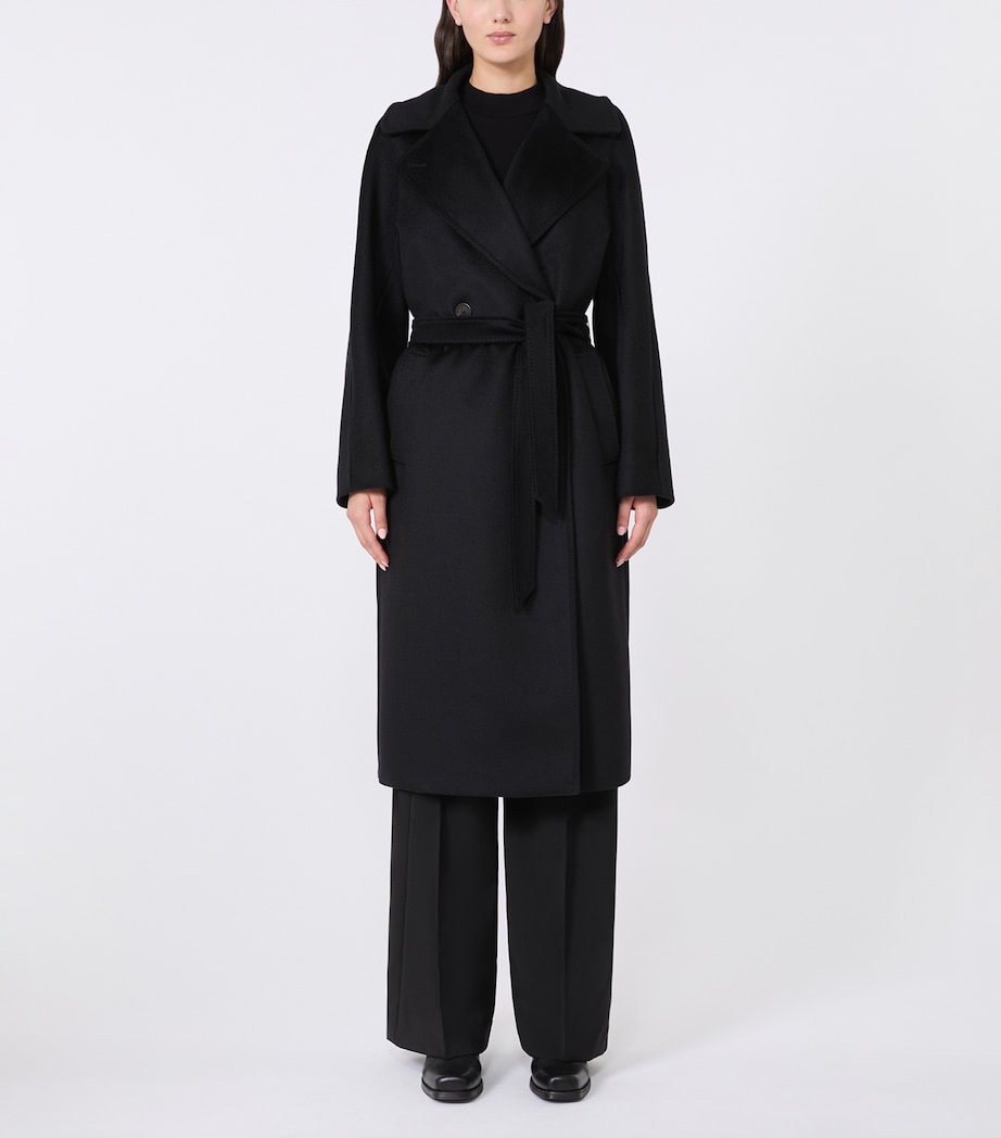 Weekend Max Mara Womens Virgin Wool Belted Coat Black Image 3