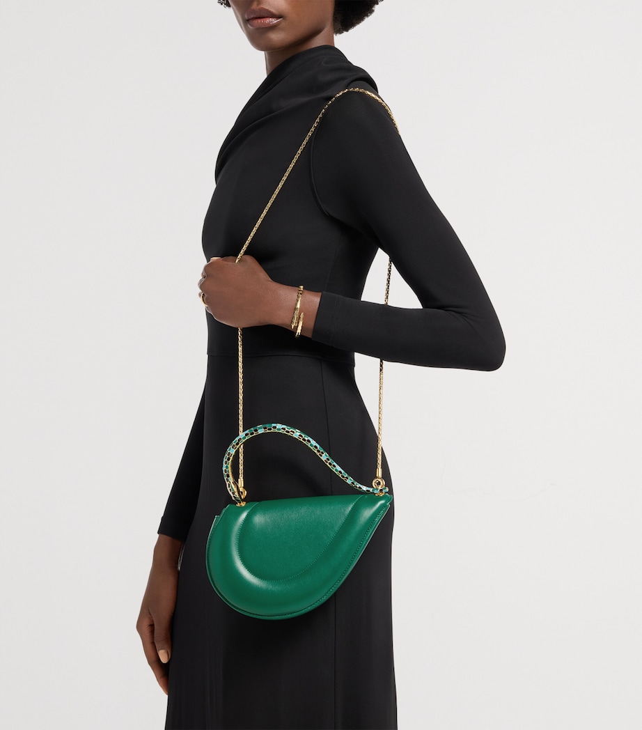 Bvlgari Leather Serpenti Cuore 1968 Top-Handle Bag Green Image 4