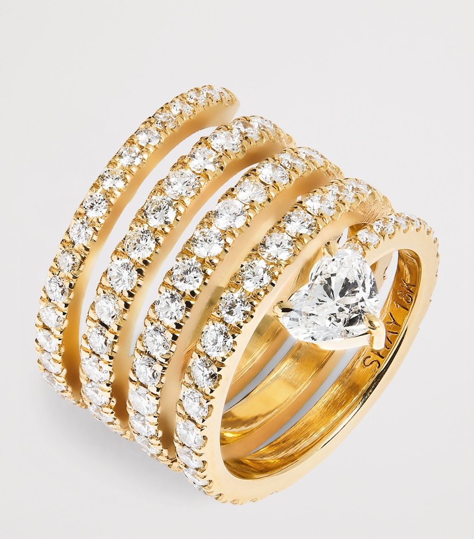 Yellow Gold and Diamond Swirl Pinky Ring YELLOW GOLD Image 5