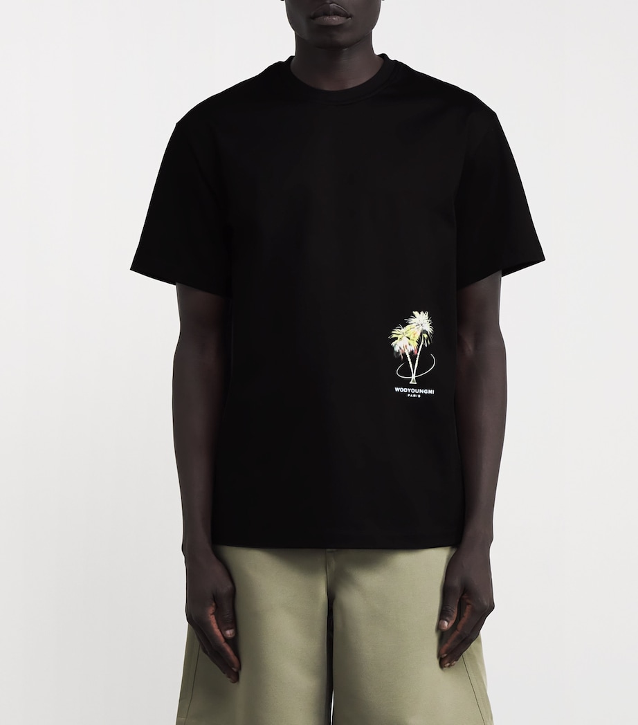 Wooyoungmi Mens Cotton Palm Tree T-Shirt Black Image 3