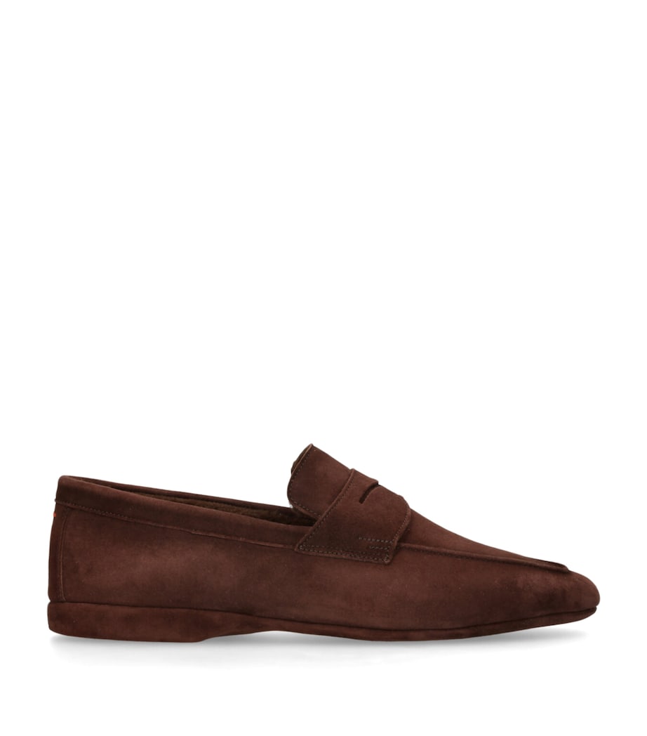 Suede Fur-Trim Carlos Loafers BROWN Image 1