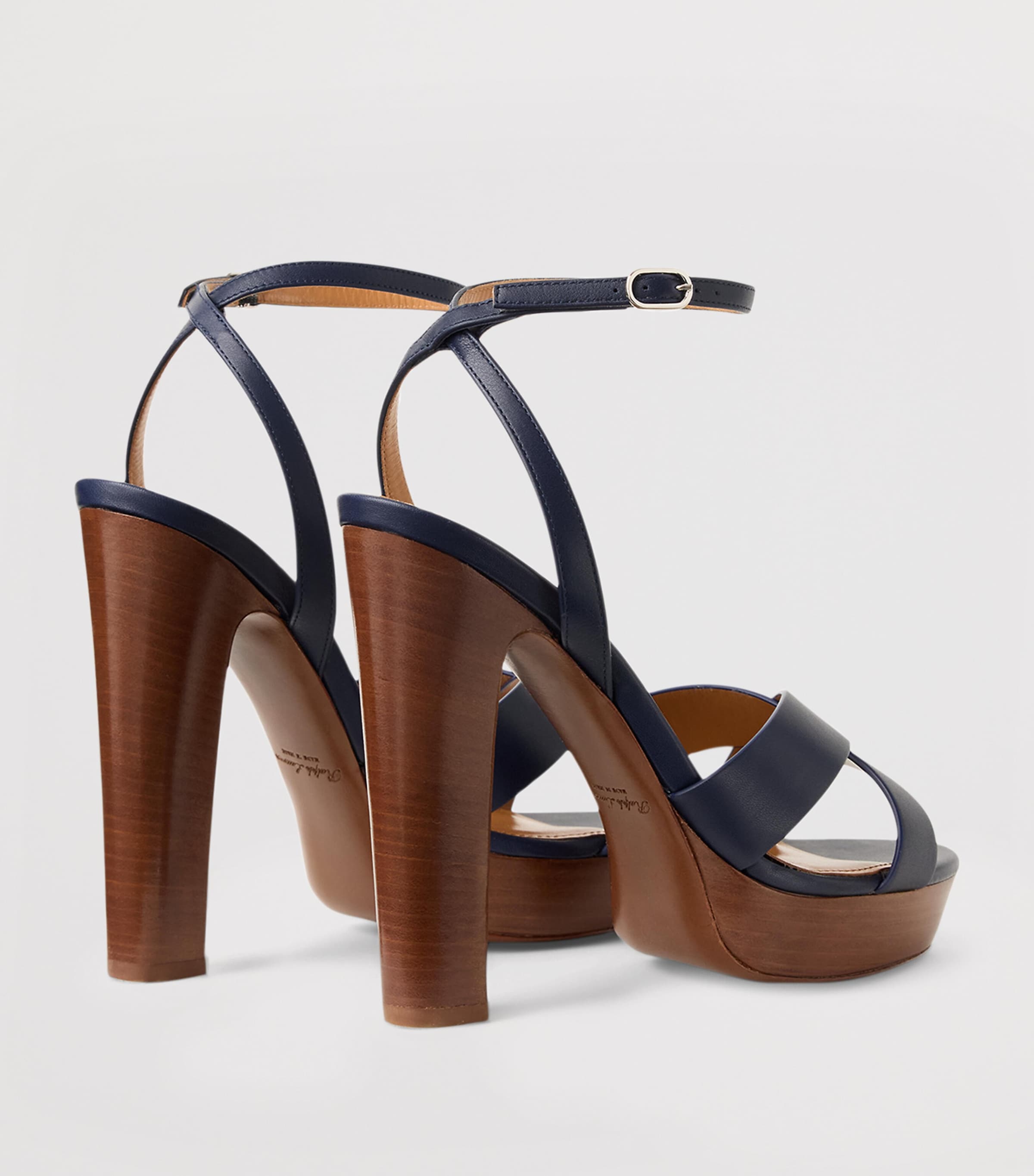 Calfskin Cleary Platform Sandals 125 NAVY-410 Image 3