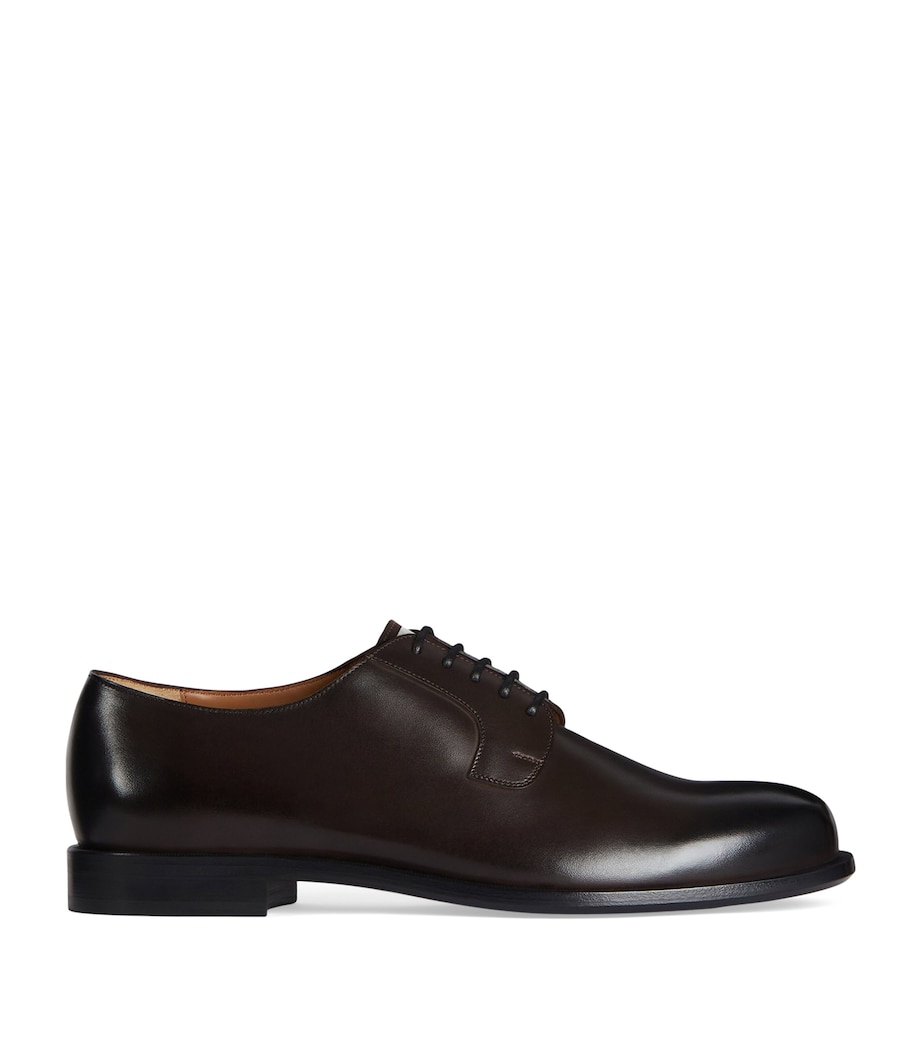 Leather Derby Shoes DARK BROWN Image 1