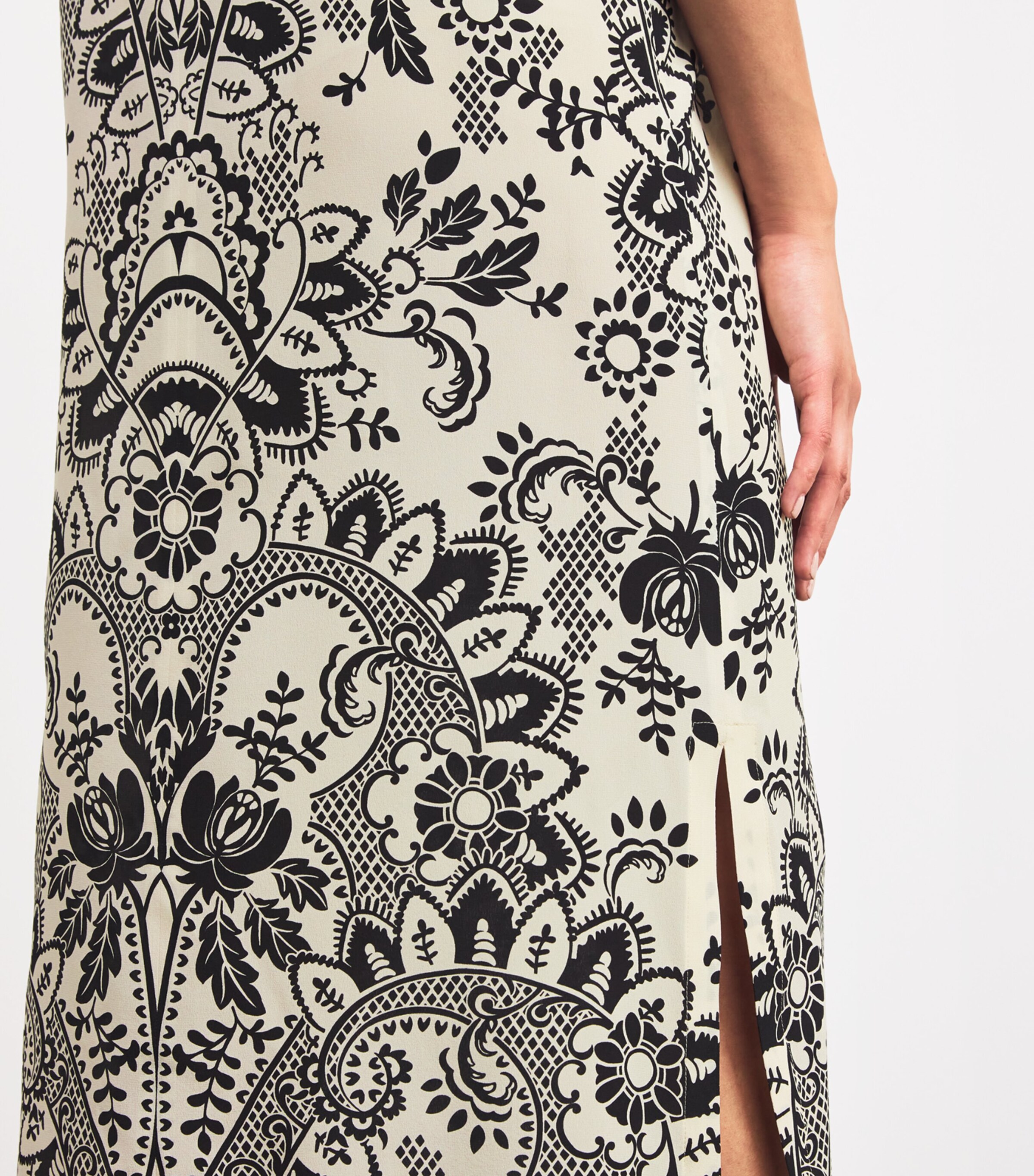 Silk Crepe de Chine Printed Midi Dress IVORY Image 4