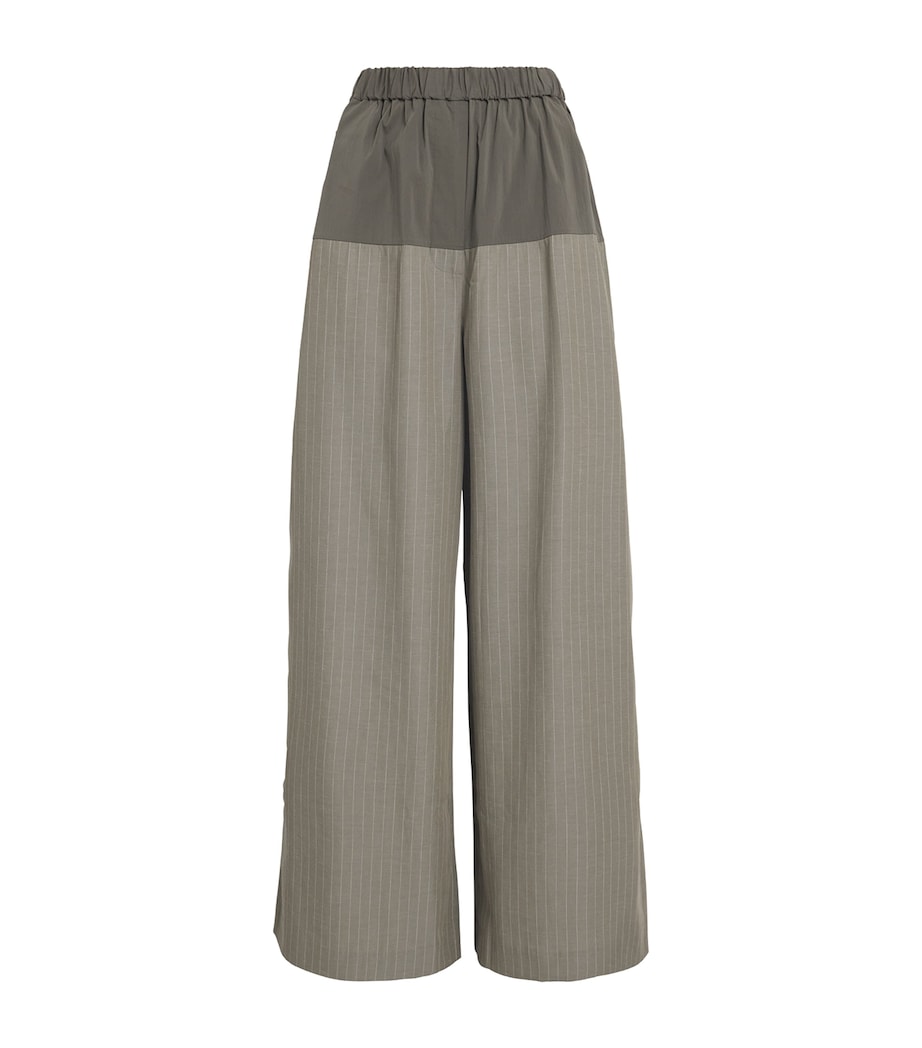 Pinstripe Wide-Leg Trousers KHAKI PINSTRIPE Image 1