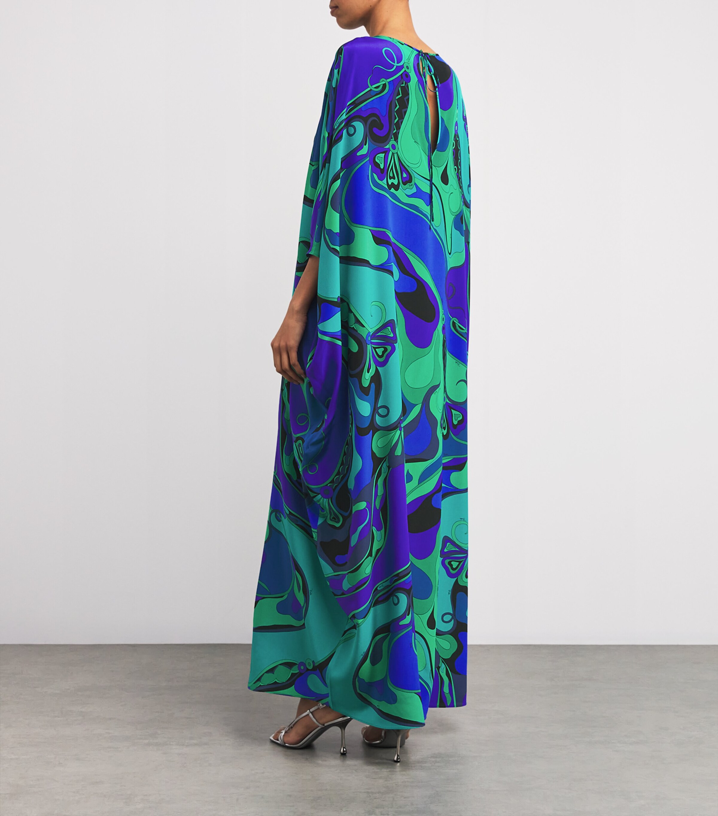 Silk Orchidee Print Kaftan 026 SMERALDO Image 3