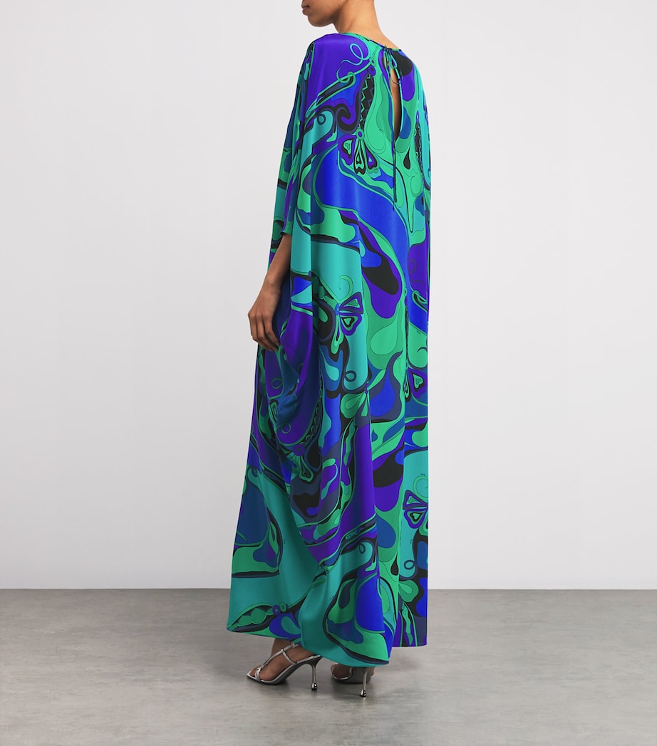 Silk Orchidee Print Kaftan 026 SMERALDO Image 3