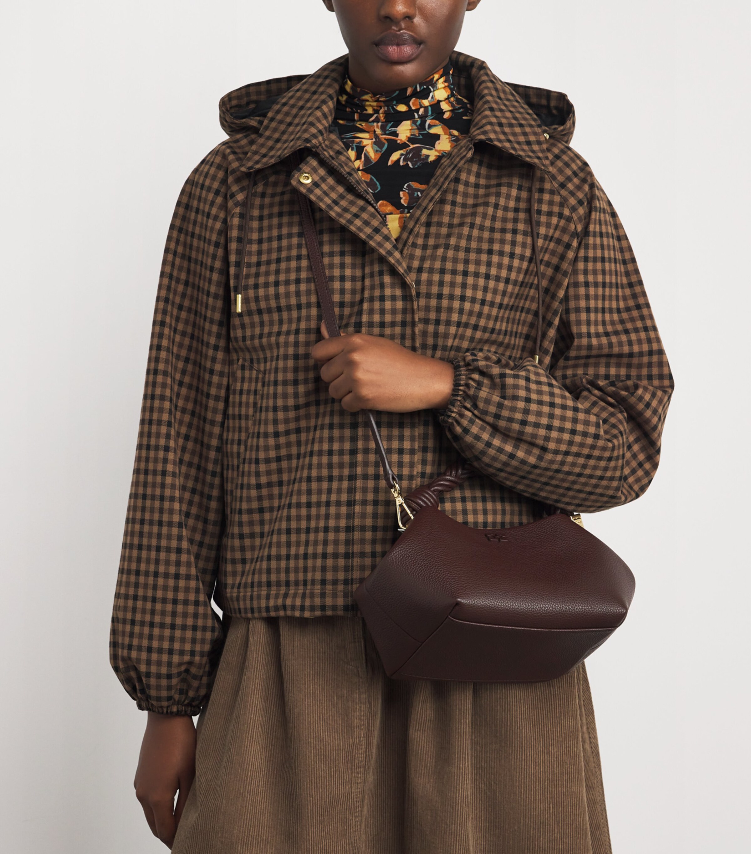 GANNI Brown Small Bou Top-Handle Bag | Harrods US