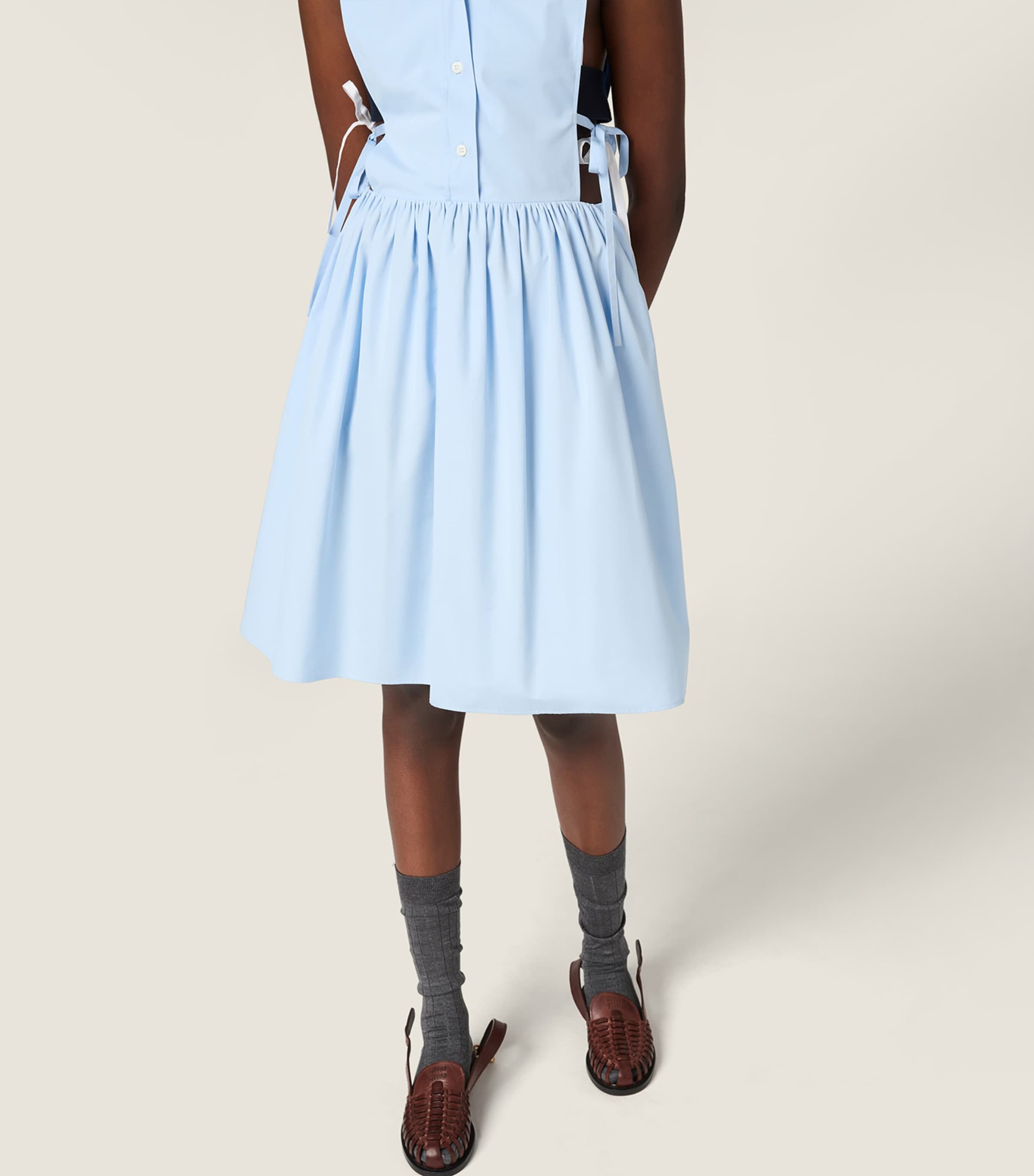 Miu Miu Womens Cotton Poplin Mini Dress Light Blue Image 6