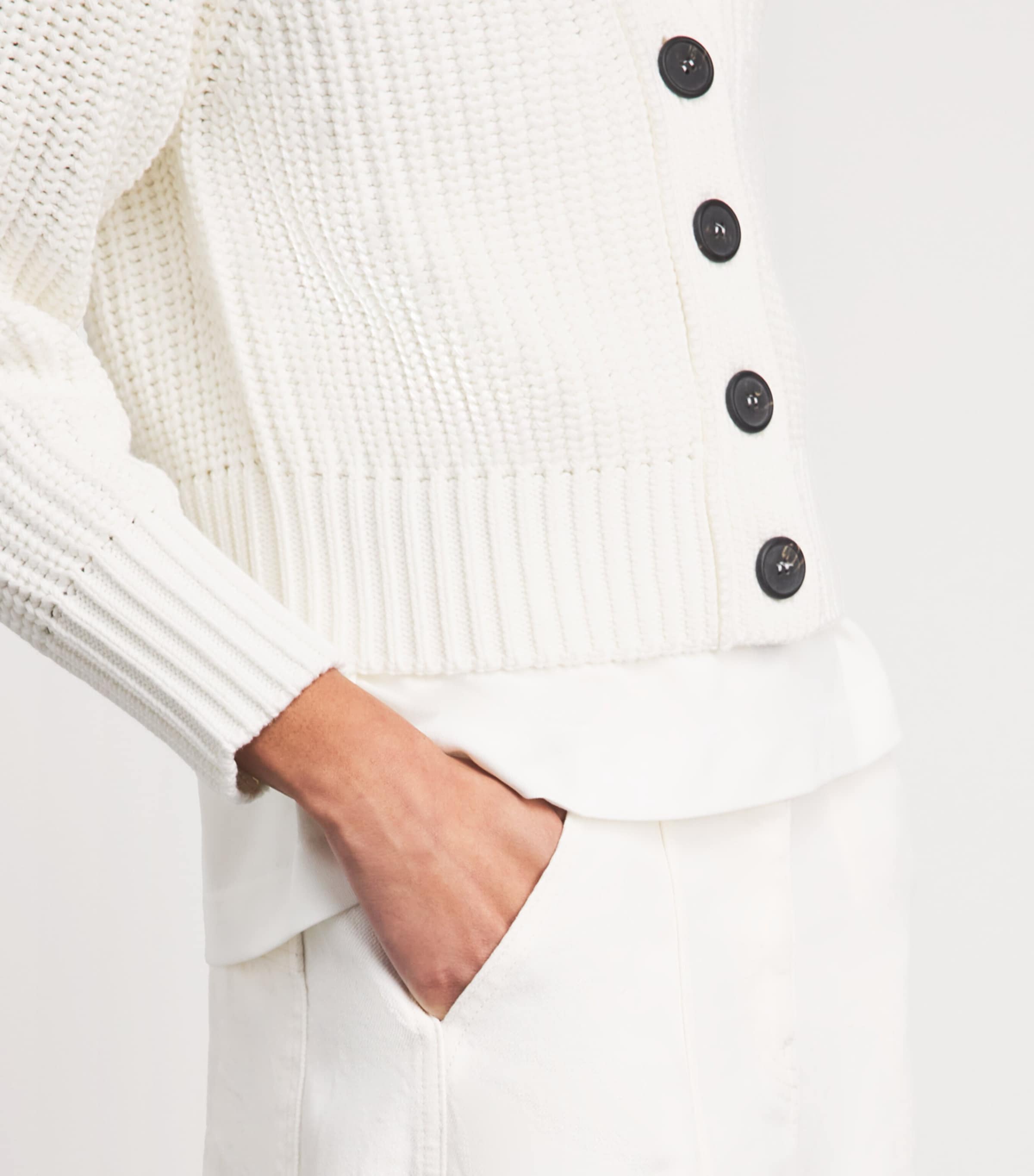 ME+EM Womens Organic Cotton Weekend Cardigan Soft White Image 3