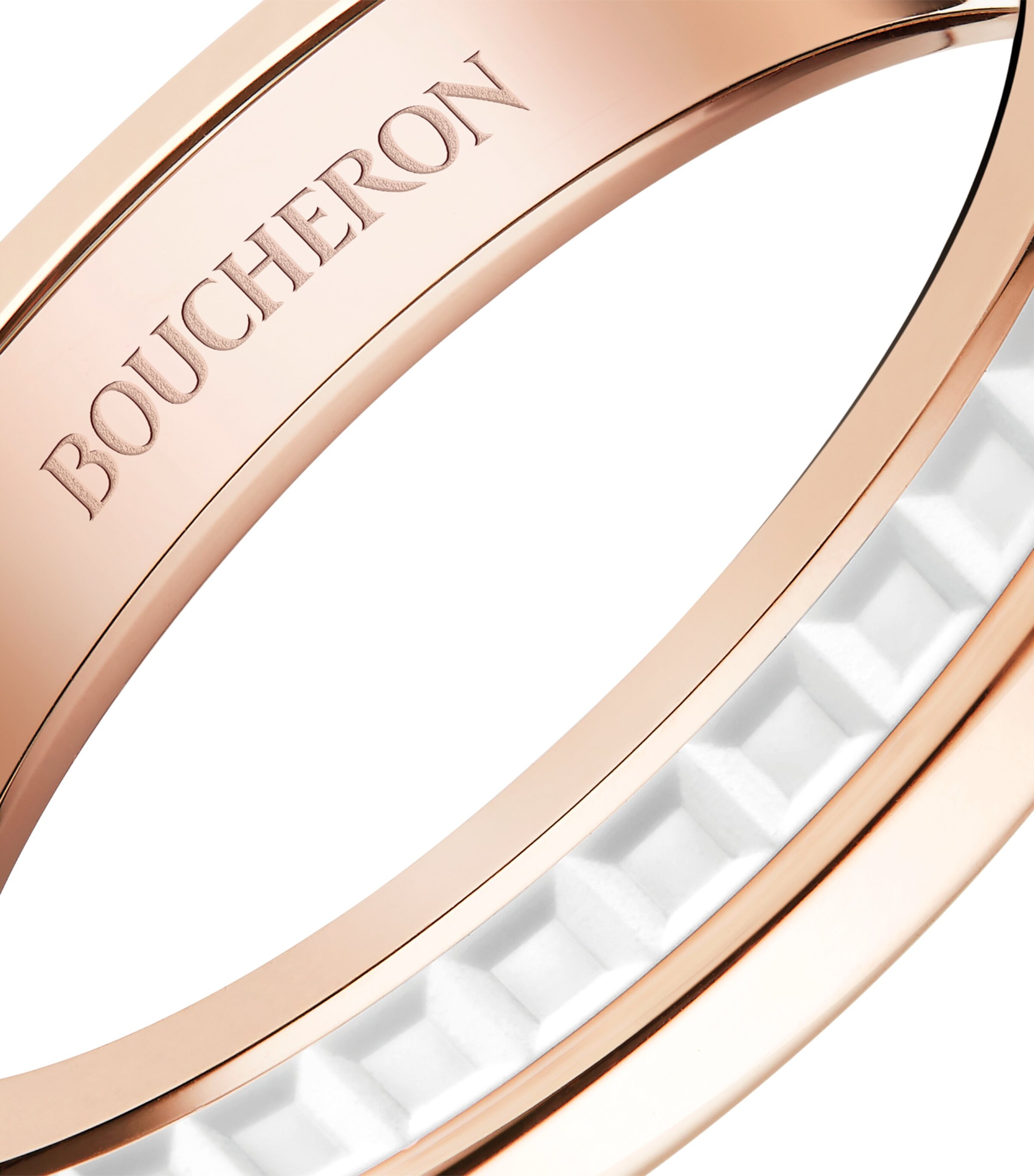 Rose Gold Quatre White Wedding Band NO COLOUR Image 4