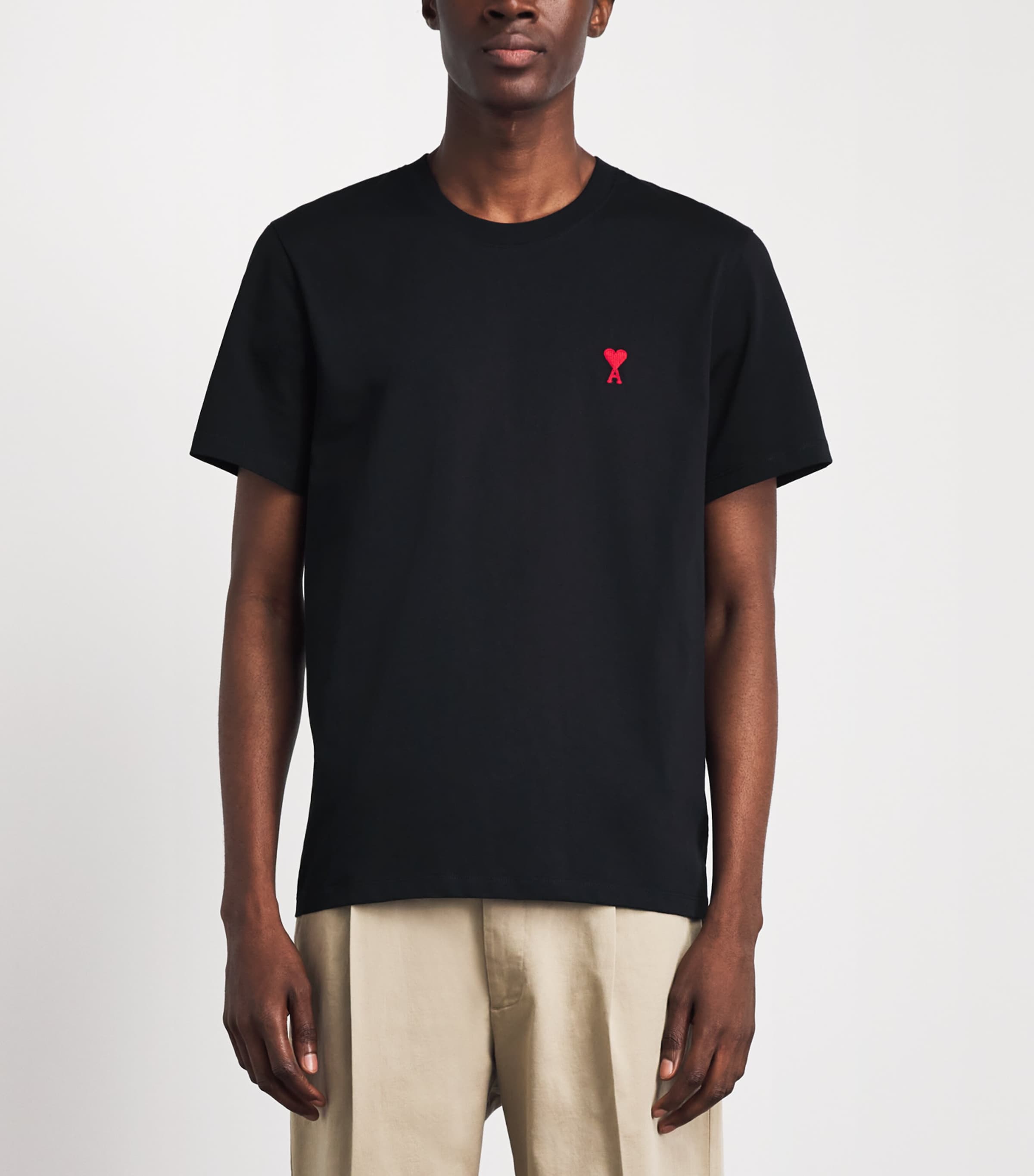 AMI Paris Black Organic Cotton Ami de Coeur T-Shirt | Harrods US