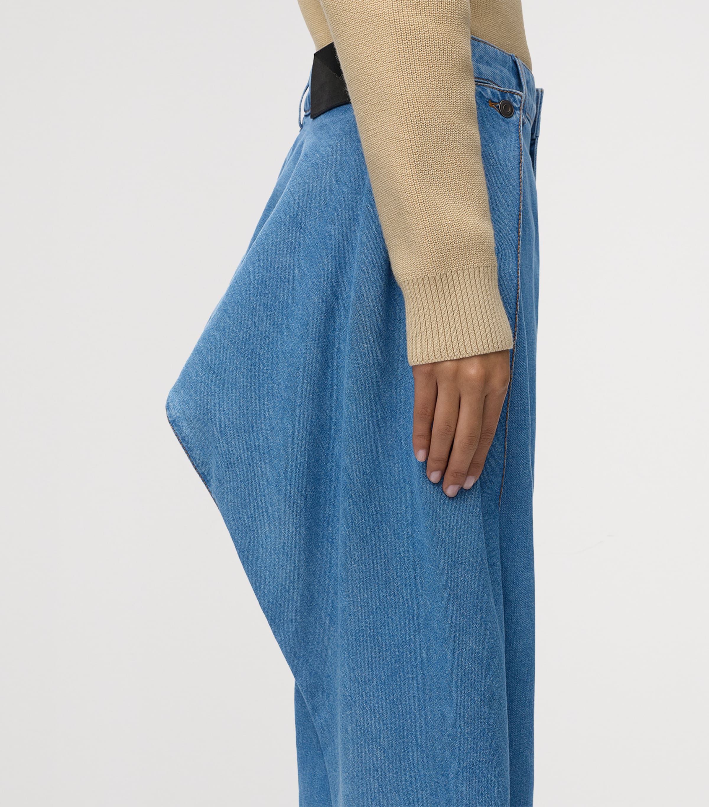 LOEWE Womens Wrap Wide-Leg Jeans Light Blue Image 5