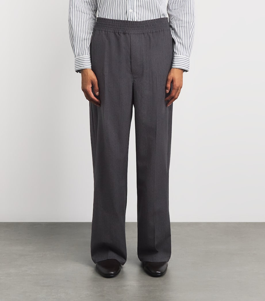Jacquemus Mens Virgin Wool Stripe Miami Trousers Dark Grey Image 4