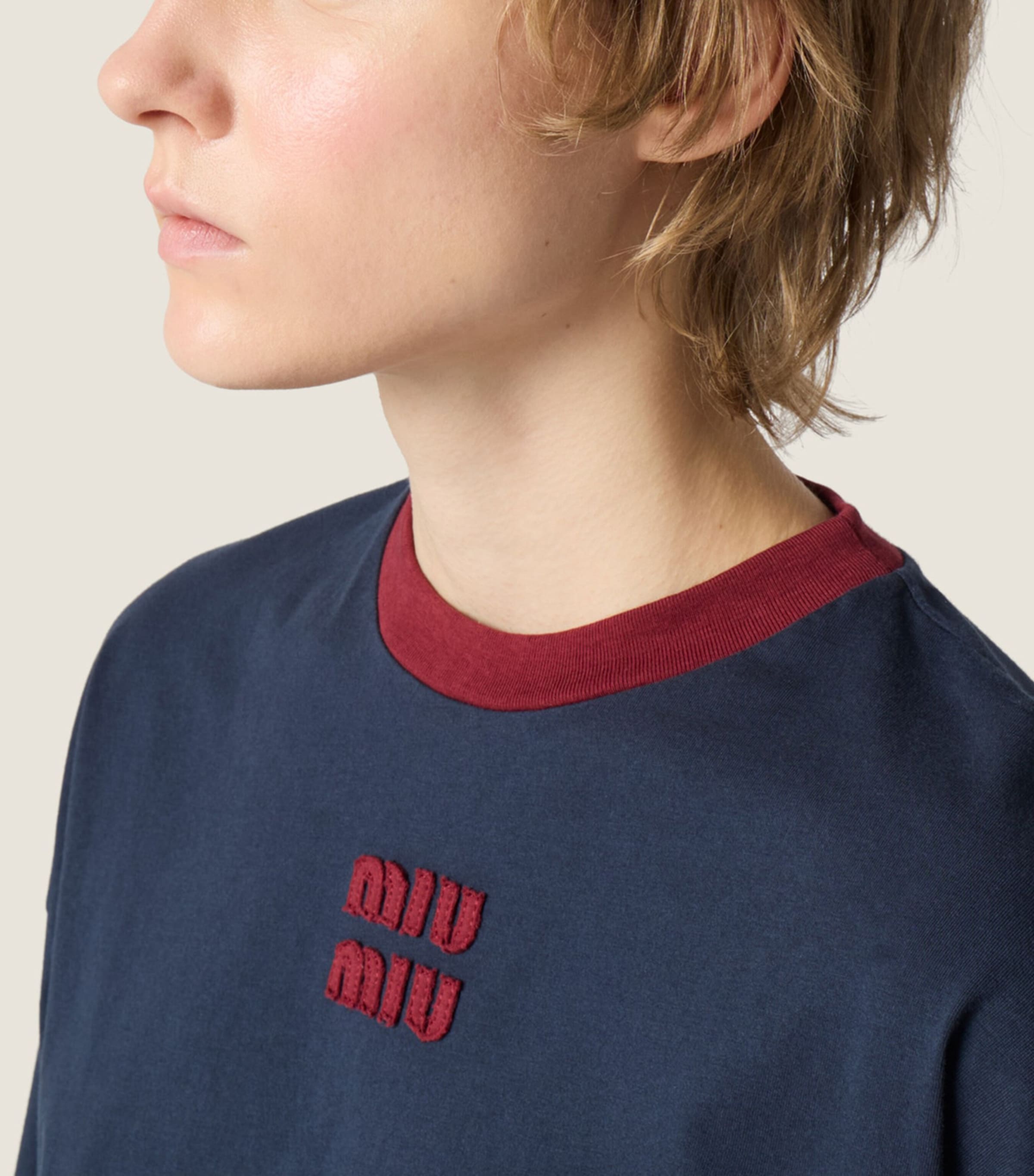 Miu Miu Womens Cotton Logo Long-Sleeve T-Shirt Image 6