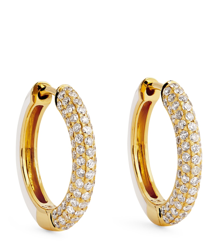 Yellow Gold, Diamond and Enamel Duo Hoop Earrings YELLOW GOLD Image 1