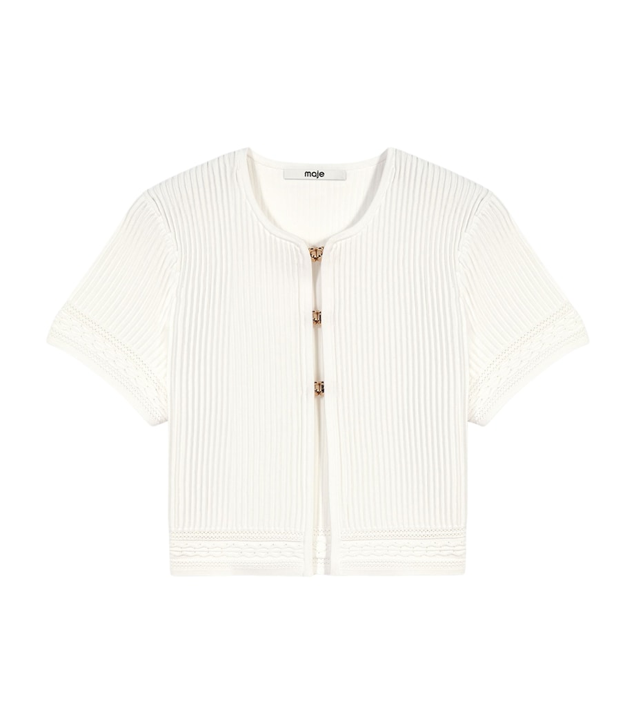 Maje Womens Short-Sleeve Cardigan White Image 1