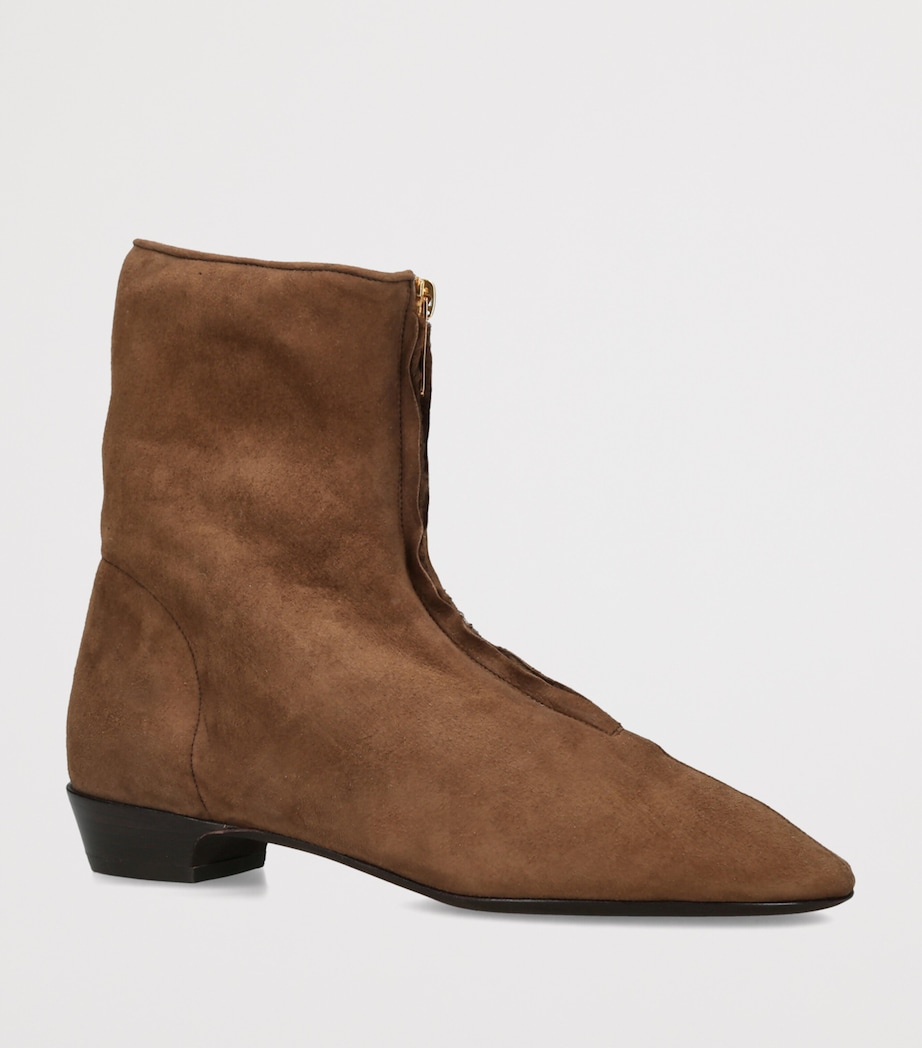 Herbert Levine Suede Easy Does it Ankle Boots Dark Brown Image 2